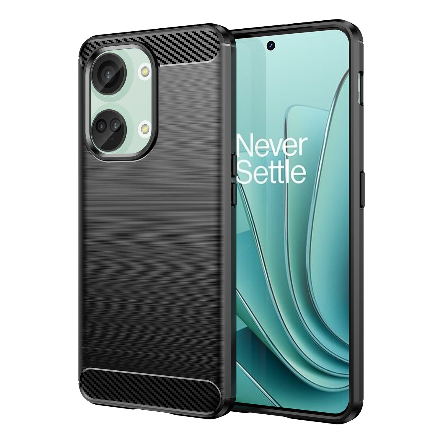 Funda para móvil OnePlus Nord 3 Carcasa Protectora Antigolpes Silicona Negra Diseño Fibra de Carbono Resistente Absorción de Choque [Compatible Carga Inalámbrica]