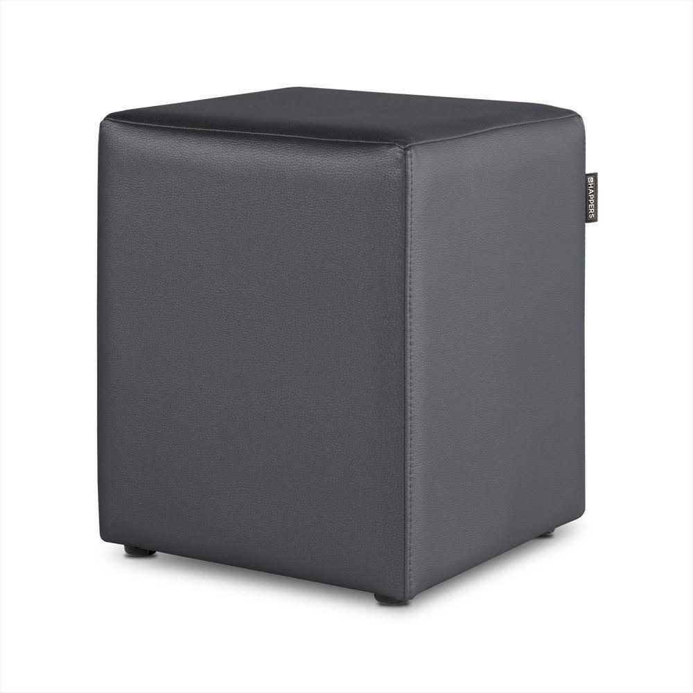Puff Cubo Polipiel Gris HAPPERS - Cómodo, ligero y resistente. Make it Happers®