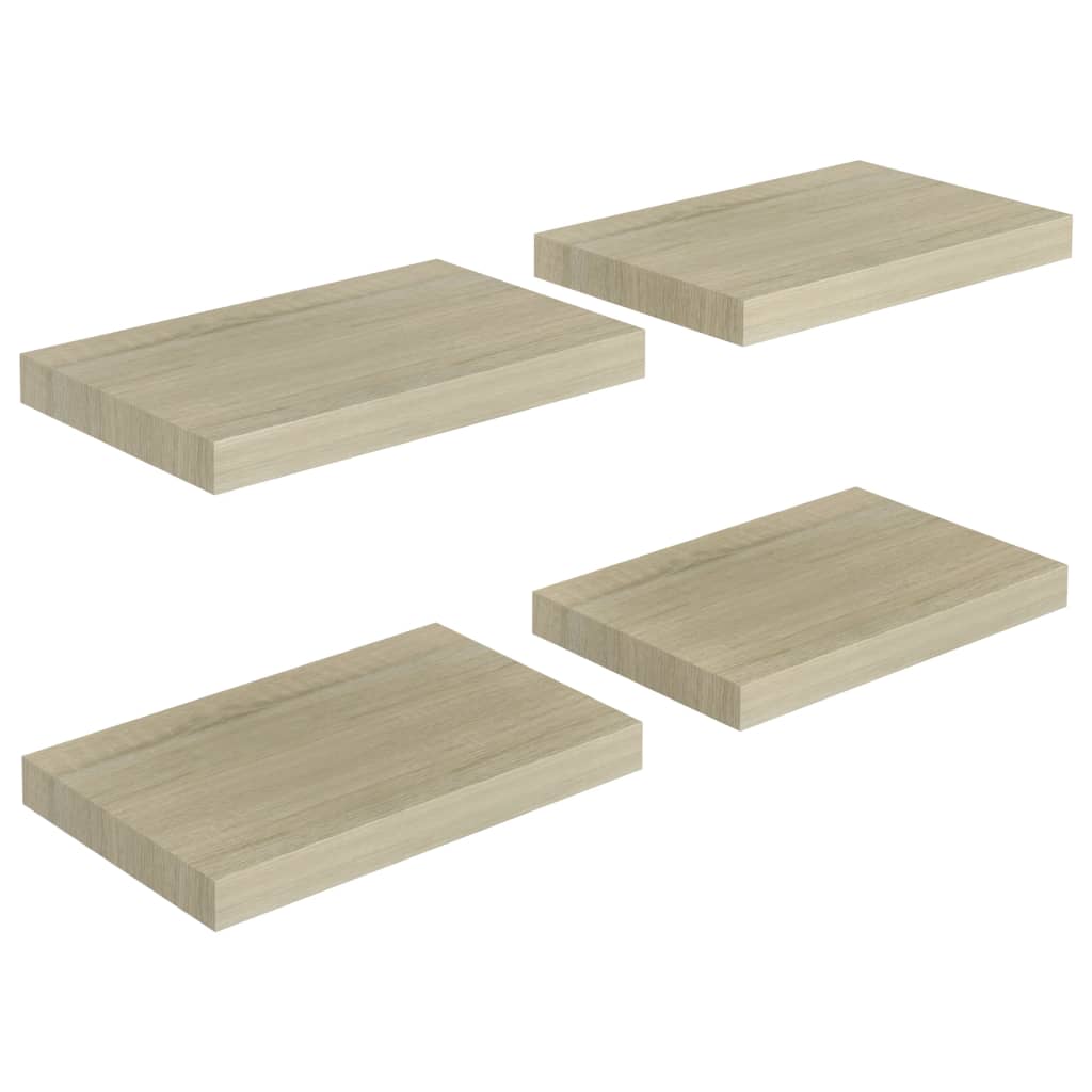 vidaXL Estantes flotantes de pared 4 uds MDF 40x23x3,8 cm Blanco brillante, negro brillante, gris brillante Mueble Almacenaje Estantería para Oficina, Estudio, Dormitorio Estantería/Librería/ mueble de Almacenamiento
