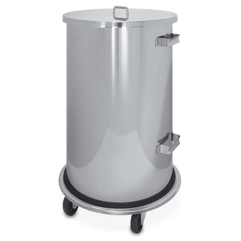 Papelera inox con tapa y ruedas 70 lt