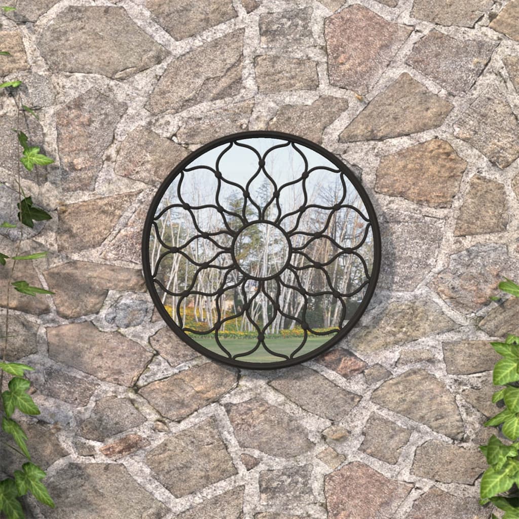 vidaXL Espejo de Jardín Redondo Hierro Arena Uso Exterior 40x3 cm Colgante Color Arena,  Negro, y mas