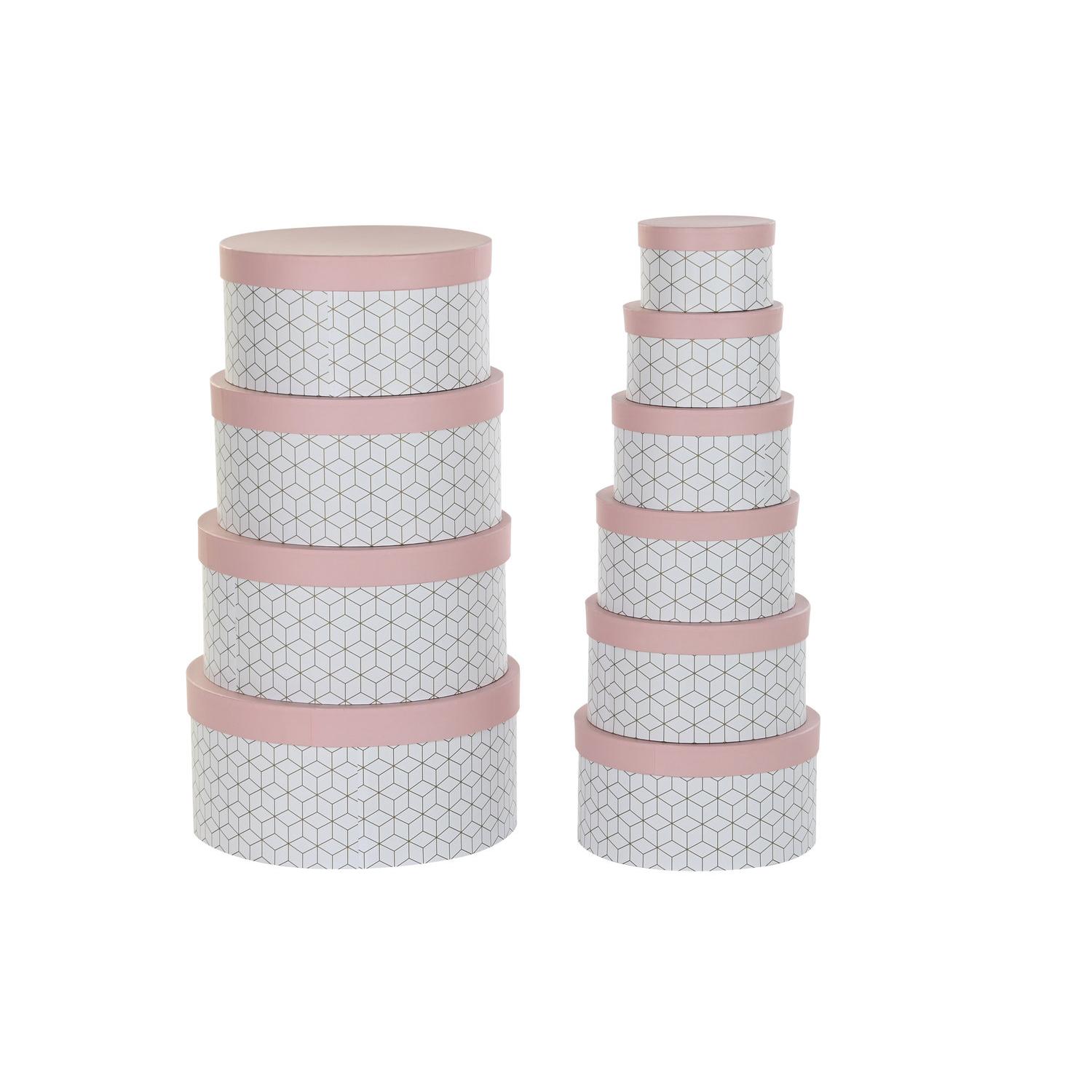 CAJA SET 10 CARTON 37,5X37,5X18 REDONDA ROSA CG196230 - EL MEJOR COMPLEMENTO PARA TU HOGAR FIJALO