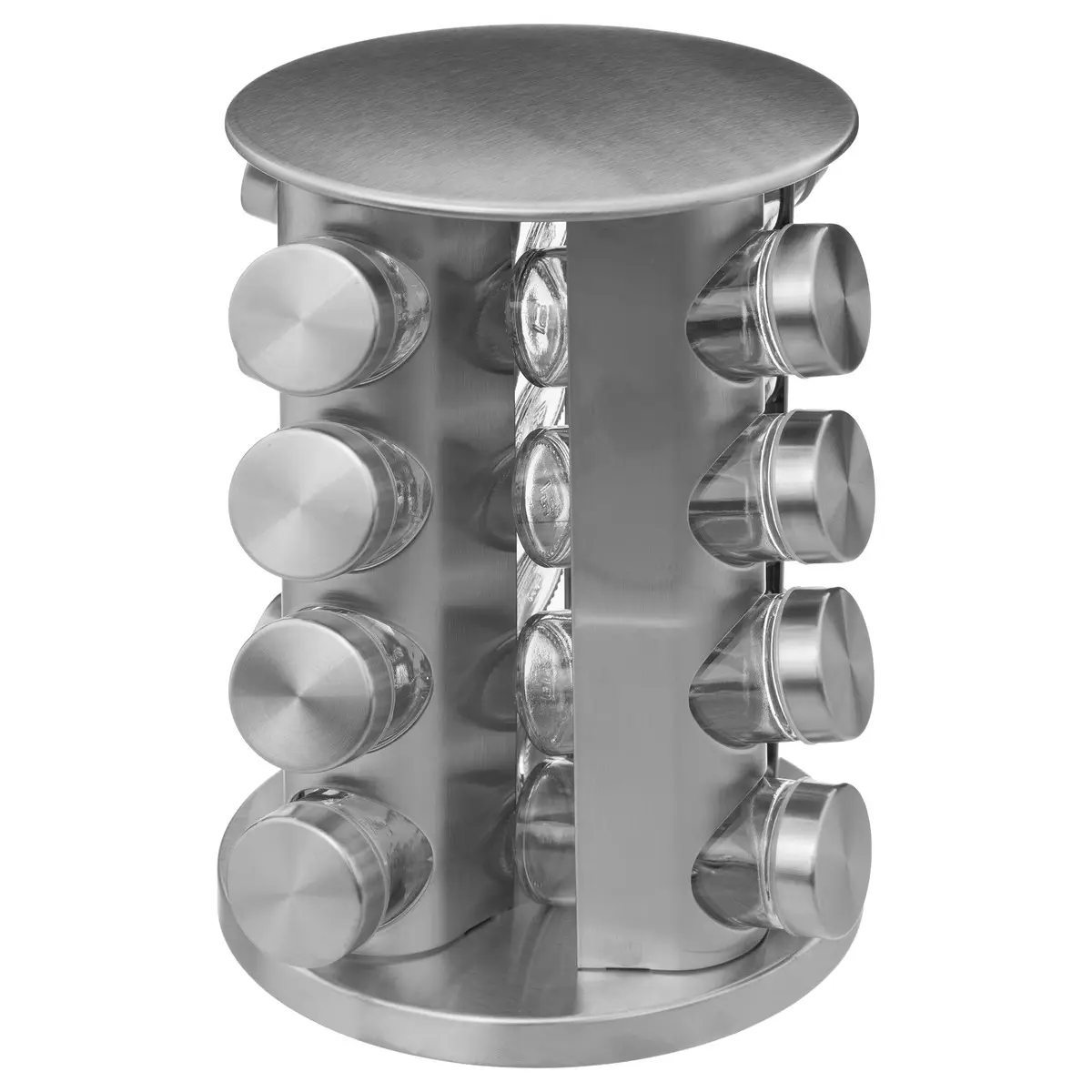 XOCOTŌ® Especiero giratorio con 16 botes de Cristal, Soporte de Acero Inoxidable - Organizador Especiero de Especias rotatorio - XOCOTŌ®