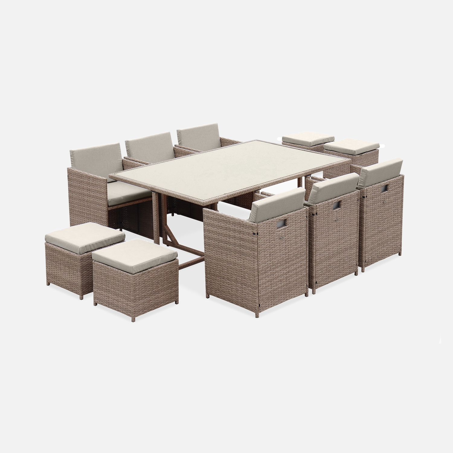 sweeek - Mesa de jardín de resina de 10 plazas , Vabo 10 , 110x168x73