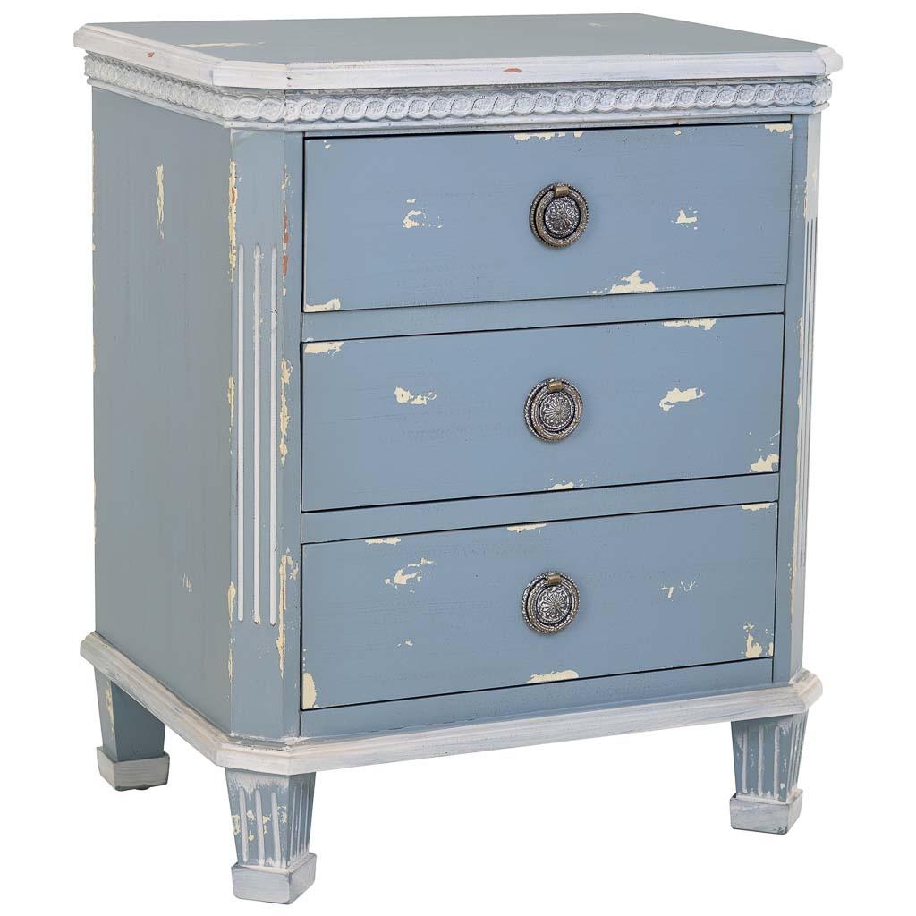 Wonderlust Deco - Mesita de madera con 3 cajones 50x35x60 azul Azul 50x35x60h cm