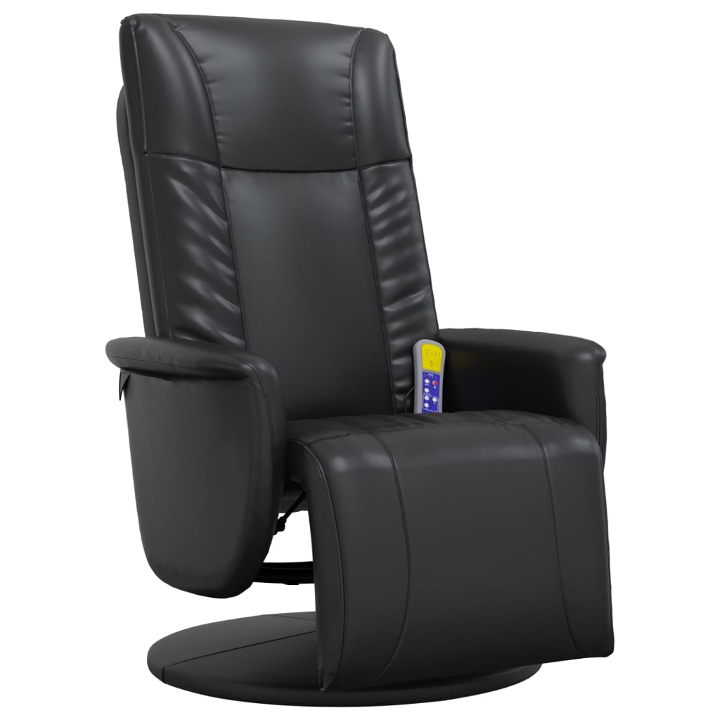 vidaXL Sillón reclinable masaje con reposapiés cuero sintético negro