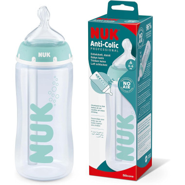Biberón NUK First Choice anticólico profesional 300ml 0-6m silicona + cepillo limpieza