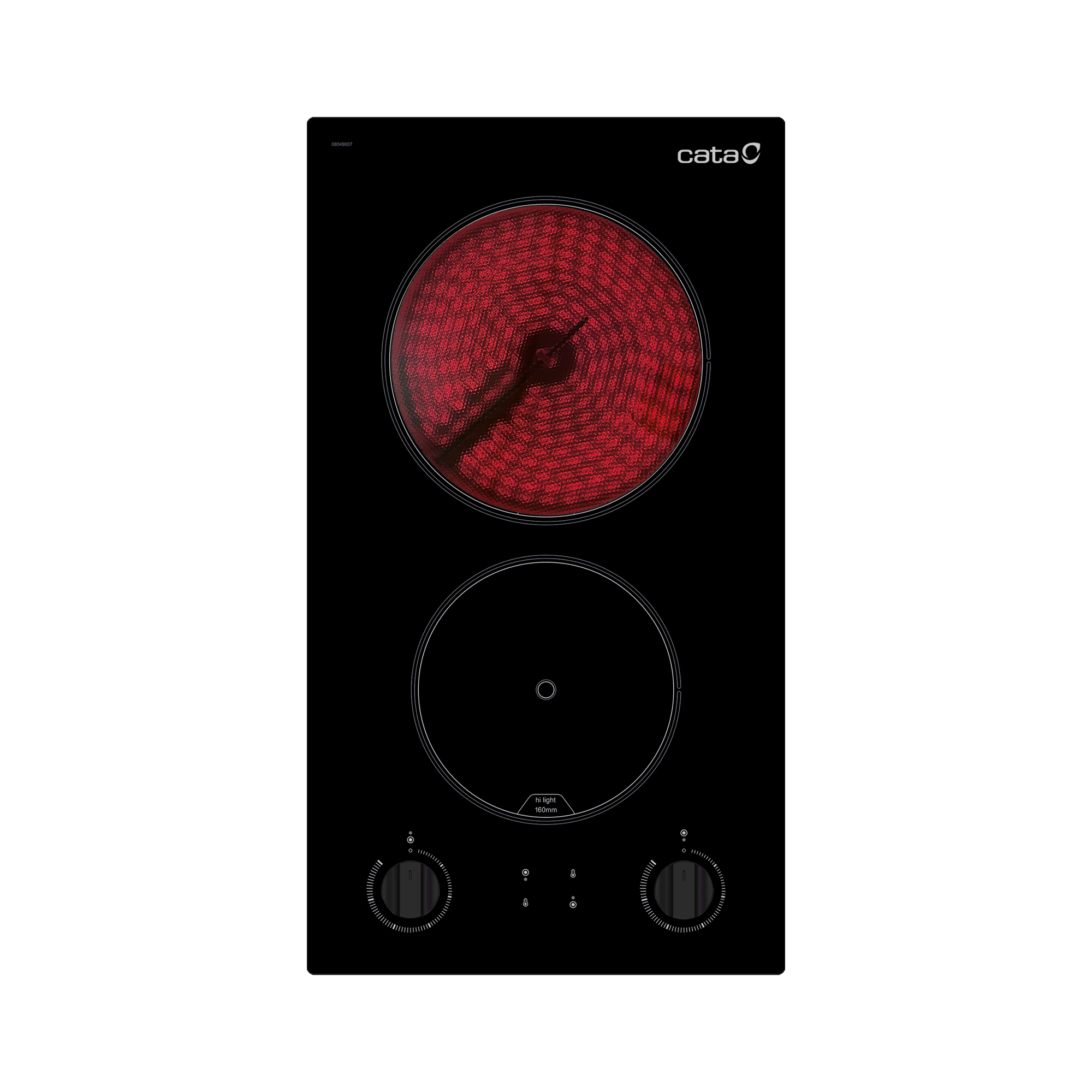 CATA Placa Vitrocerámica 2 Fuegos High Light Controles Mecánicos 9 Niveles Potencia Indicador Calor Ancho 29 cm Potencia 3Kw Color Negro