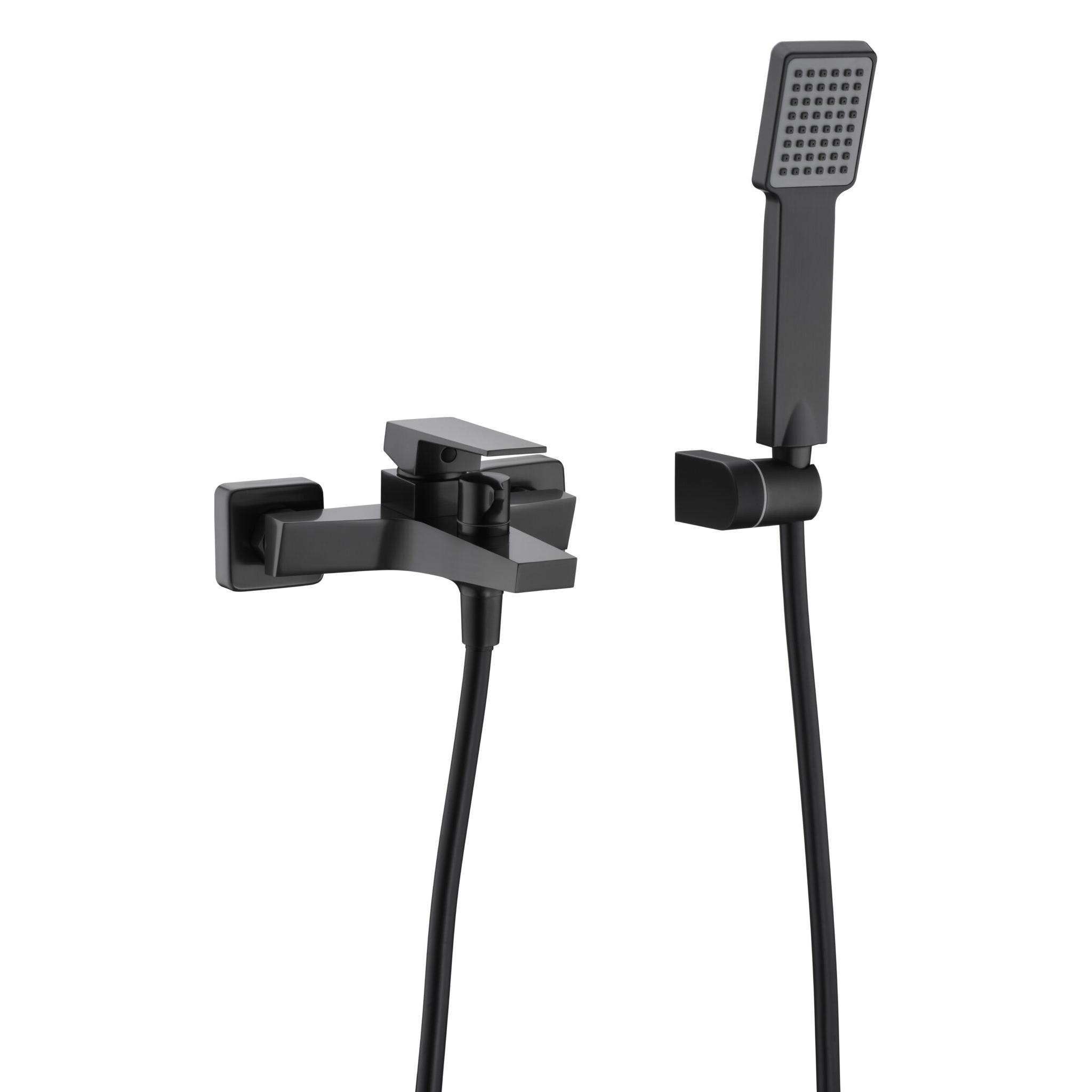 Imex Art BDAR025-4BGM grifería monomando para bañera y ducha de latón con acabado negro metalizado