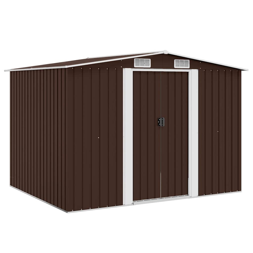 vidaXL Caseta de almacenamiento jardín acero marrón 257x205x178 cm