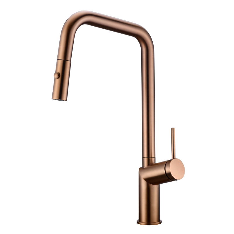 Imex Bonn GCE024/ORC grifo de cocina monomando extraíble con difusor doble jet acabado en oro rosa cepillado