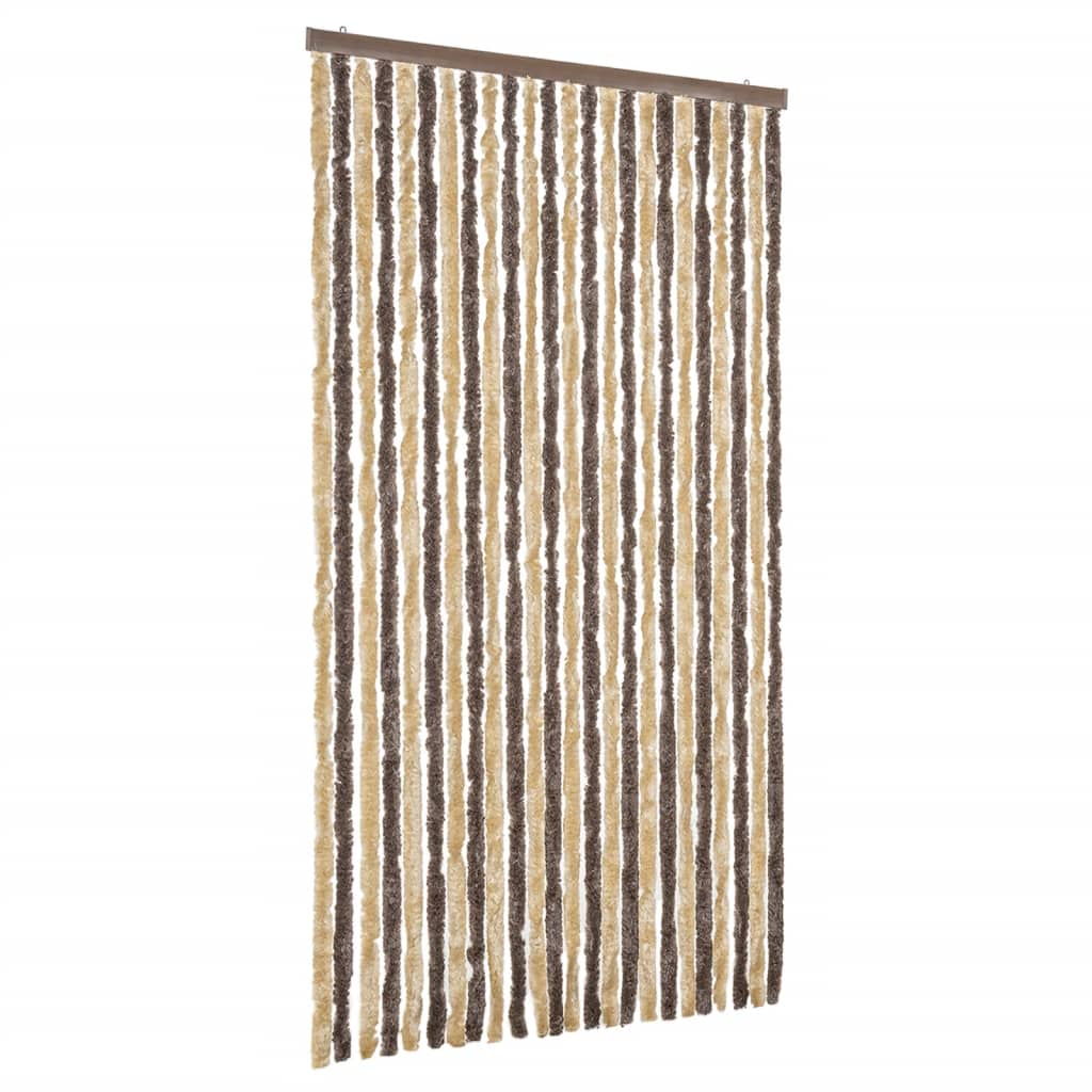 vidaXL Cortina Antimoscas Persiana Chenilla 100x200 cm Color dark brown and beige,  Marrón y beige,  Marrón y mas