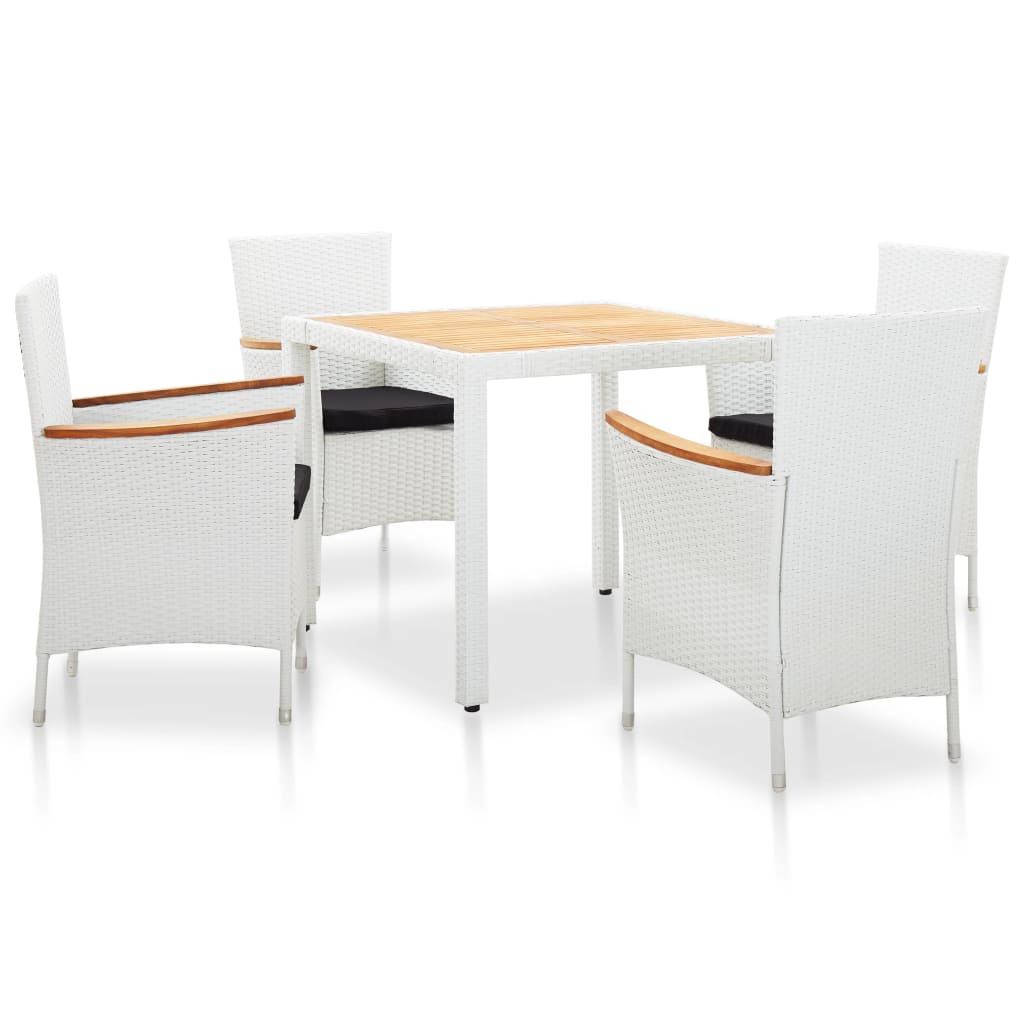 vidaXL Set de comedor de jardín 5 piezas ratán sintético blanco