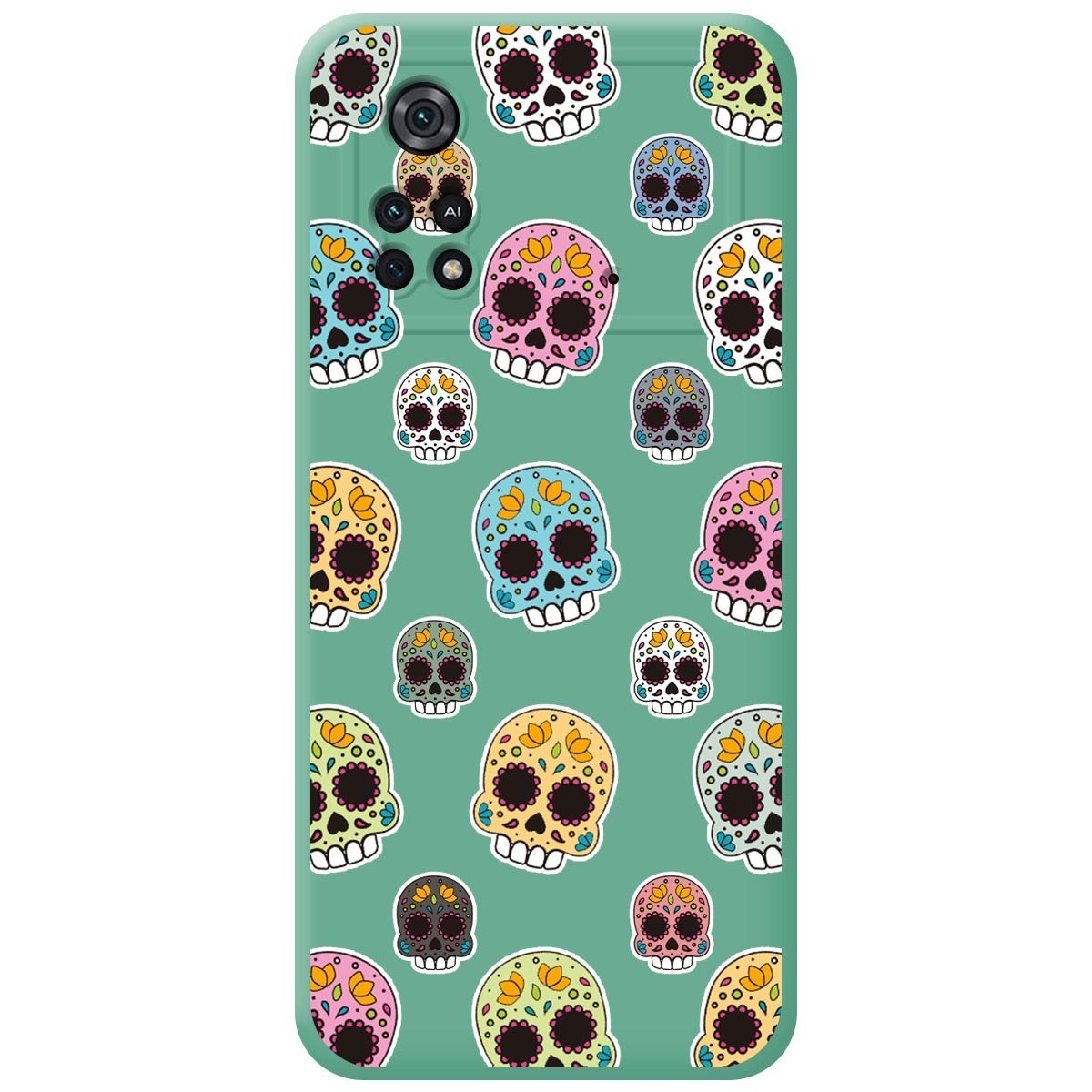 Funda Silicona Líquida Verde para Xiaomi POCO M4 Pro 4G diseño Catrina Dibujos