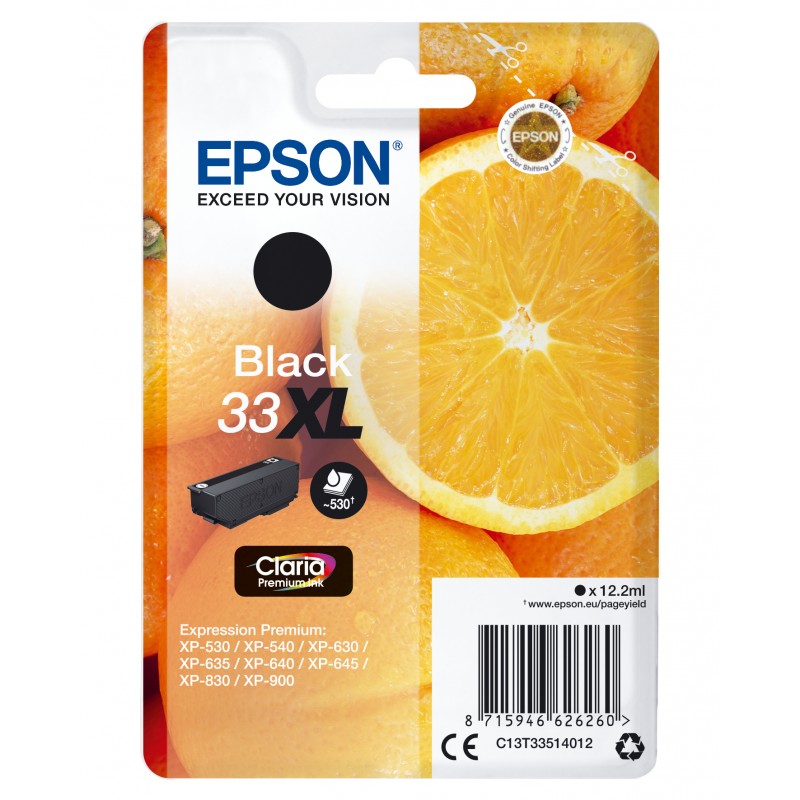 Epson - Oranges Singlepack Black 33XL Claria Premium Ink C13T33514012