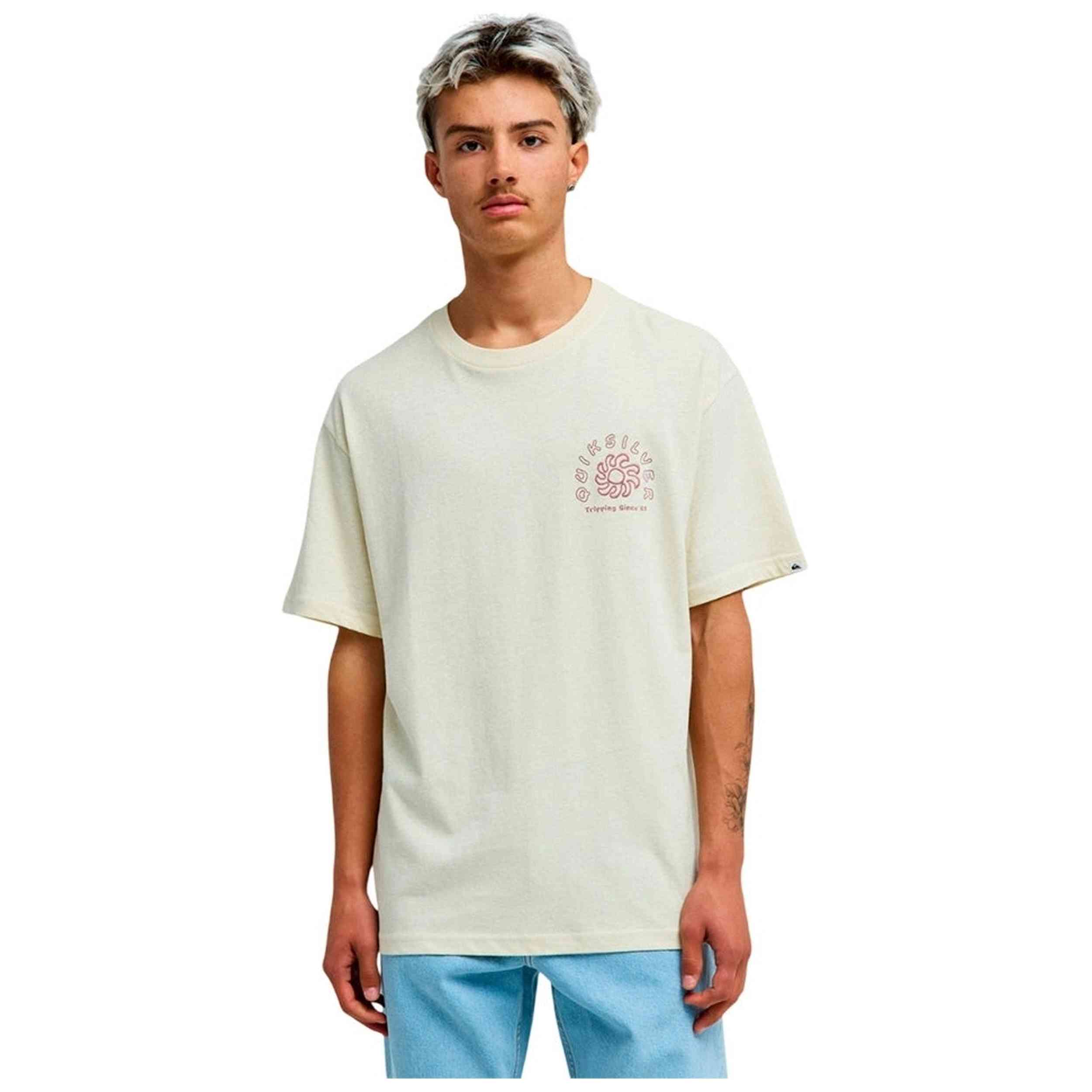 Camiseta De Manga Corta Quiksilver modelo Curve Palm para Hombre en color Beige