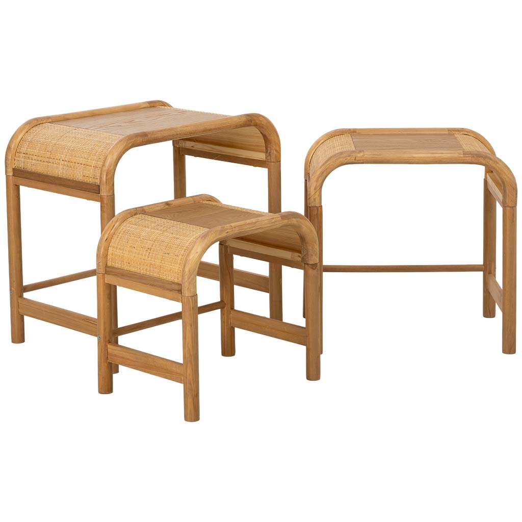 Wonderlust Deco - Mesas set 3 pzas marrón 60x40x57/ 51x36x51/42x32x42h cm Marrón 60x40x57/ 51x36x51/42x32x42h cm
