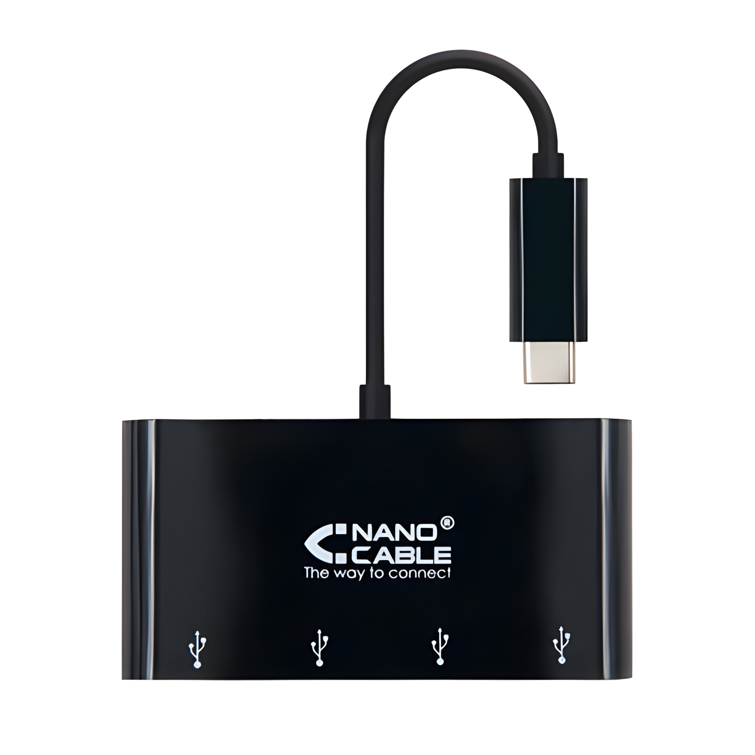 Nanocable adaptador usb-c a 4xusb 3.0. usb-c/m-usb 3.0/h - 10 cm - color negro