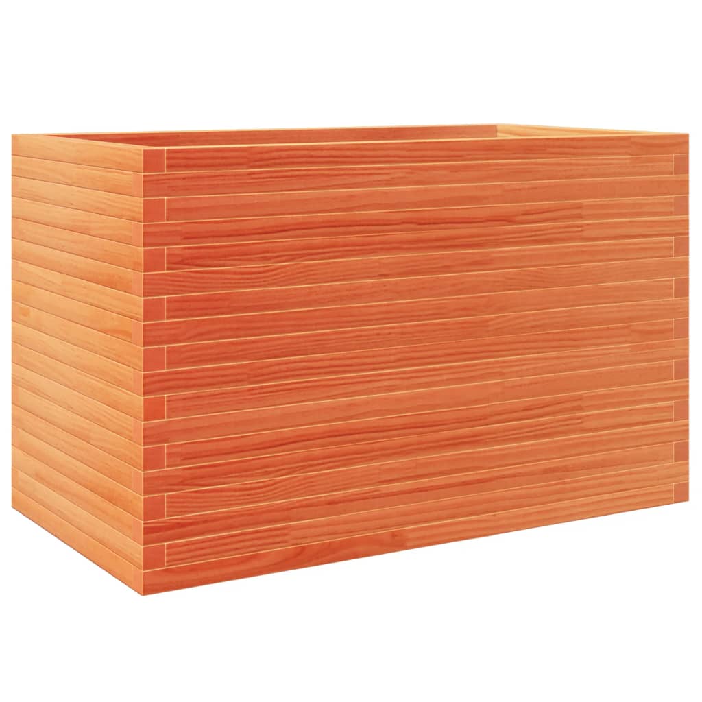 vidaXL Jardinera madera maciza de pino 110x60x68,5 cm Color Pino natural,  Blanco,  Marrón cera y mas