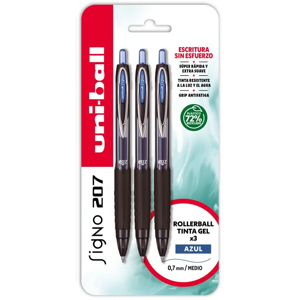 UNI-BALL BLISTER 3 BOLIGRAFO UNIBALL SIGNO 207 AZUL SIGNO