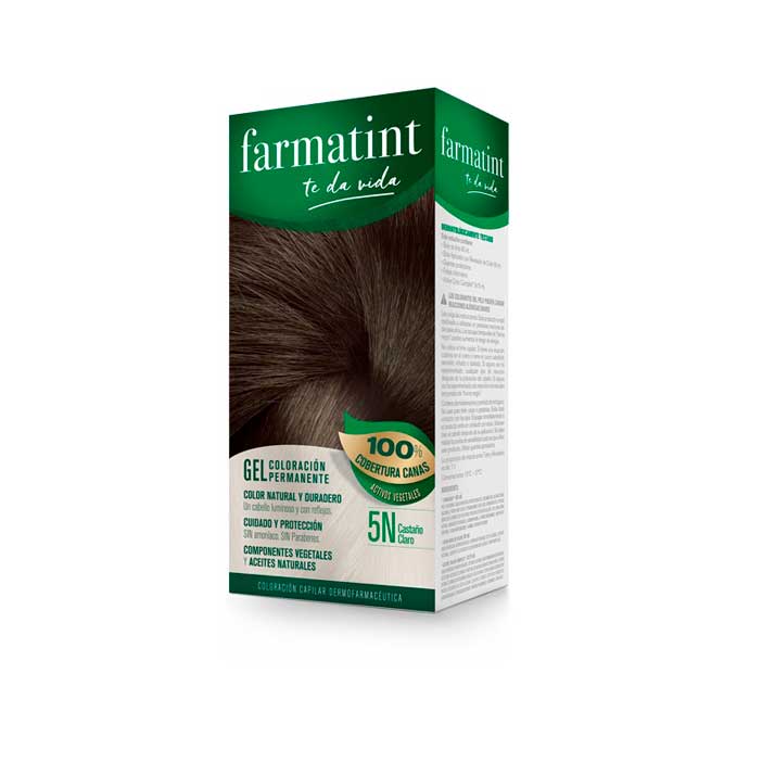 Farmatint Tinte de Cabello 5N Castaño Claro - 100% Cobertura Canas