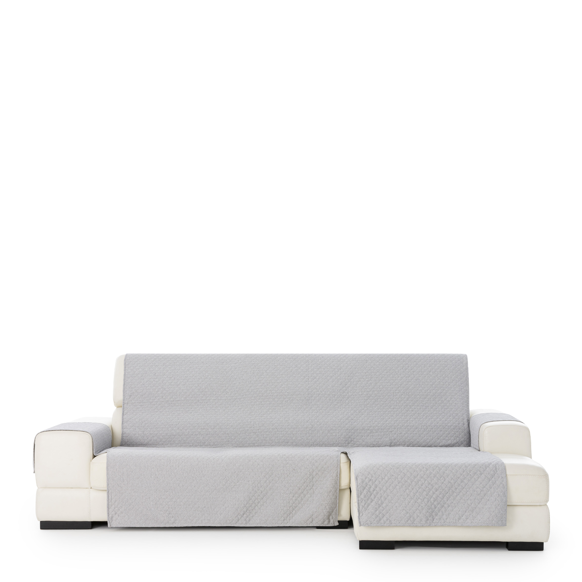 Funda de sofa chaise longue m/3 silver derecha (Mirando de frente) c/6 extra, Tamaño extra derecha, 170x310x110cm, Fábricada en España
