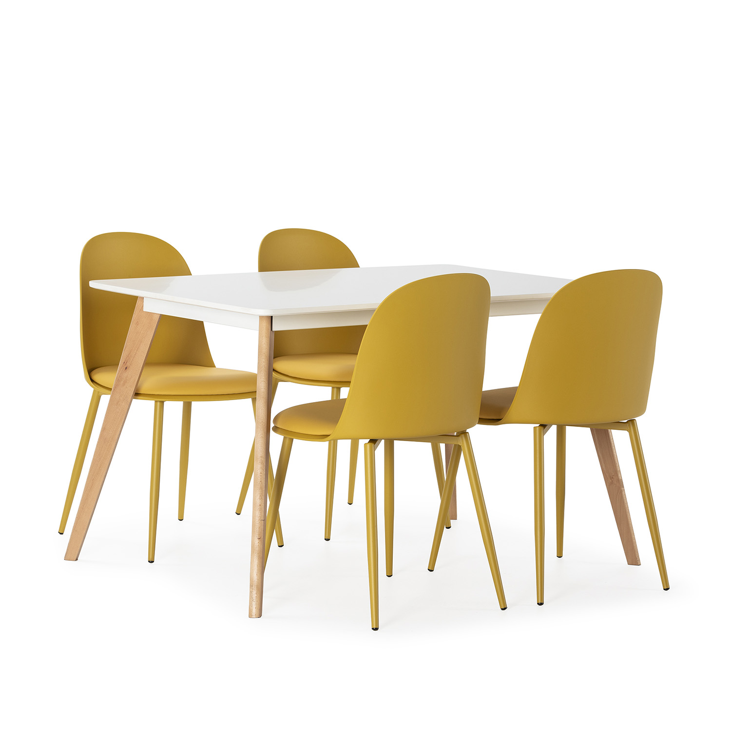 VS Venta-Stock Juego de mesa 120x80 cm y 4 sillas de comedor Kana