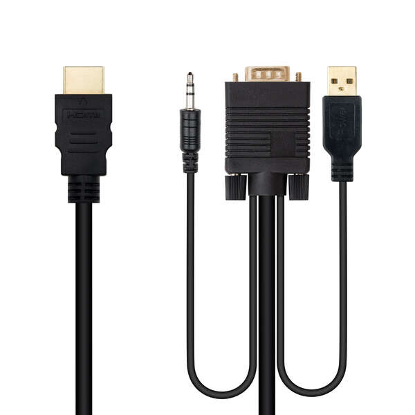 Nanocable cable conversor hdmi a vga+jack3.5+usb-a 1.8m - color negro