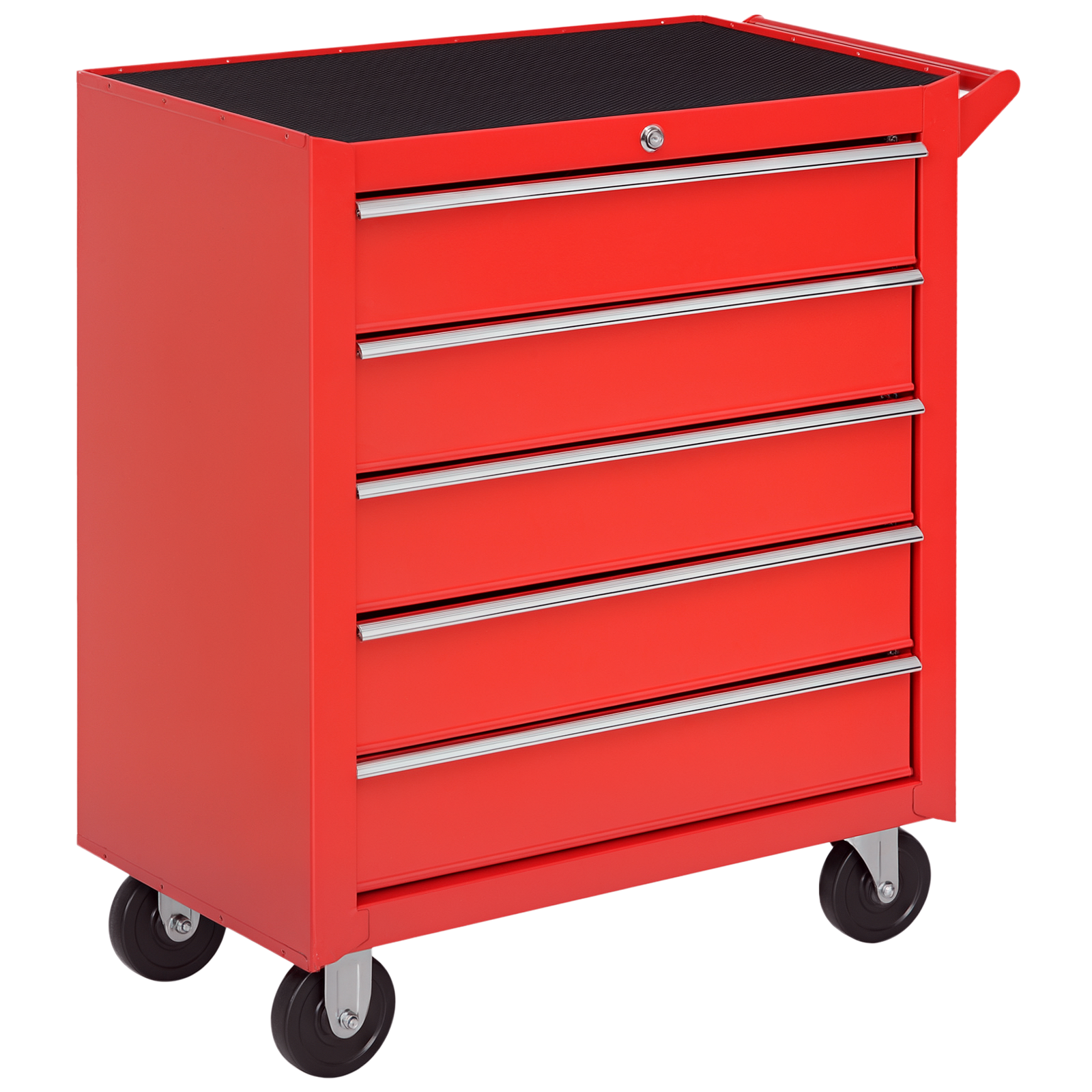 DURHAND Caja Taller Carro de Herramientas con Ruedas Cerradura tipo Mueble de Almacenamiento para Taller Garaje y Hogar Chapa de Acero 69x33x75 cm Rojo