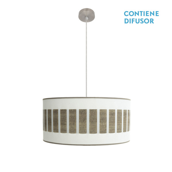FABRILAMP Colgante Ivanna 2xe27 Niquel/blanco-madera Gris Regx50x50 Cm