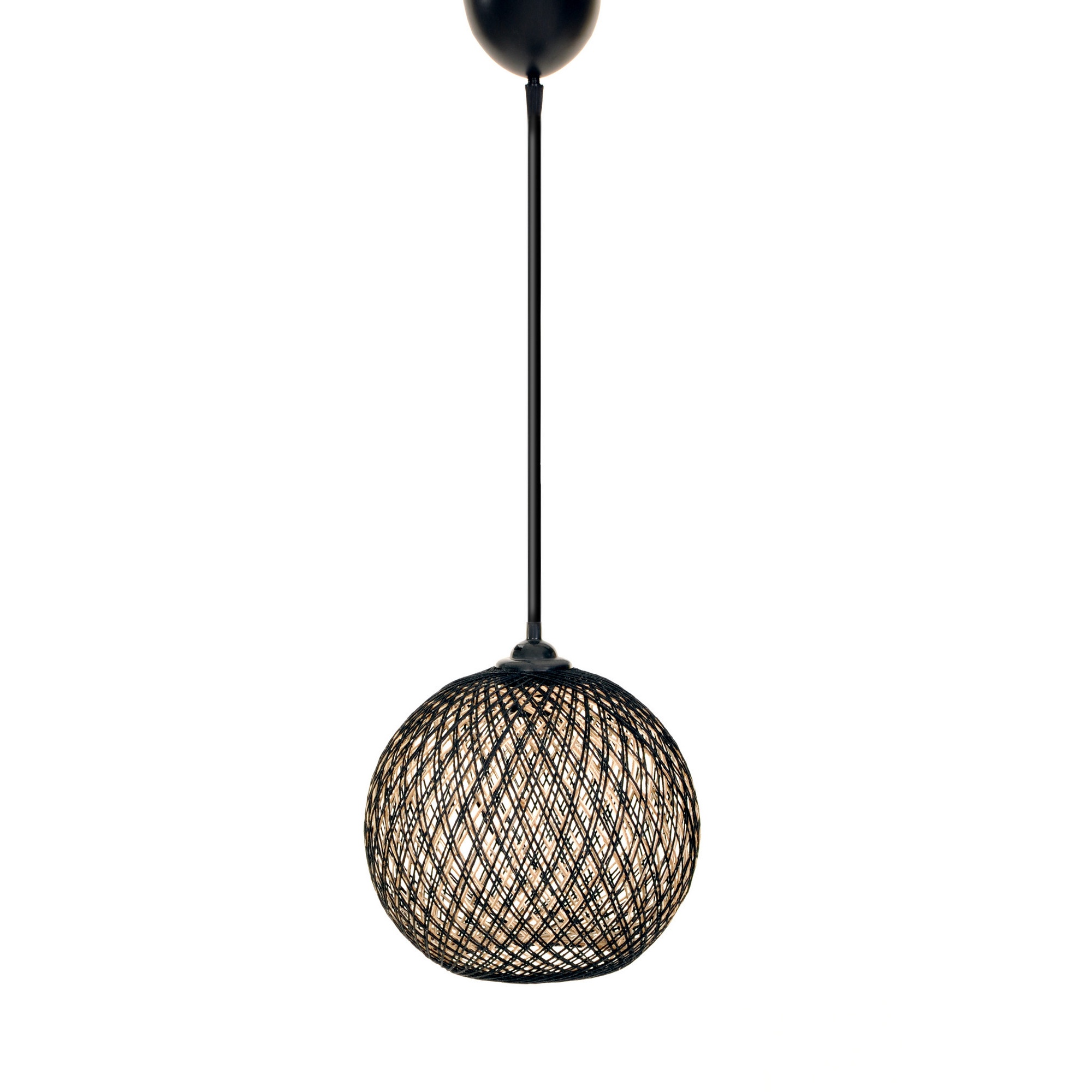 Lámpara de techo WELLHOME con Yute, hecho a mano color Marrón Crudo Negro