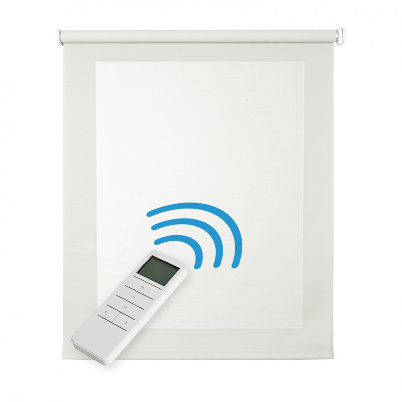 STORESDECO Estor Enrollable Screen Motorizado Automático Premium con Mando, Tejido Técnico, Aislante Térmico,  Fácil Manejo y Protección Solar, Estores enrollables persianas y cortinas