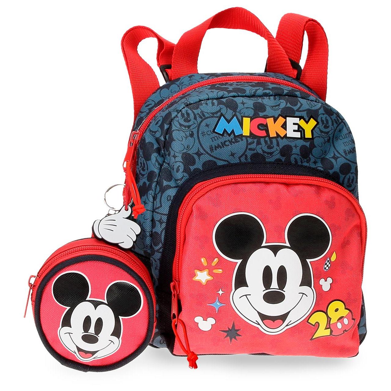 Disney Mickey Mochila de 19 cm x 23 cm x 8 cm fabricada en Poliéster. Multicolor