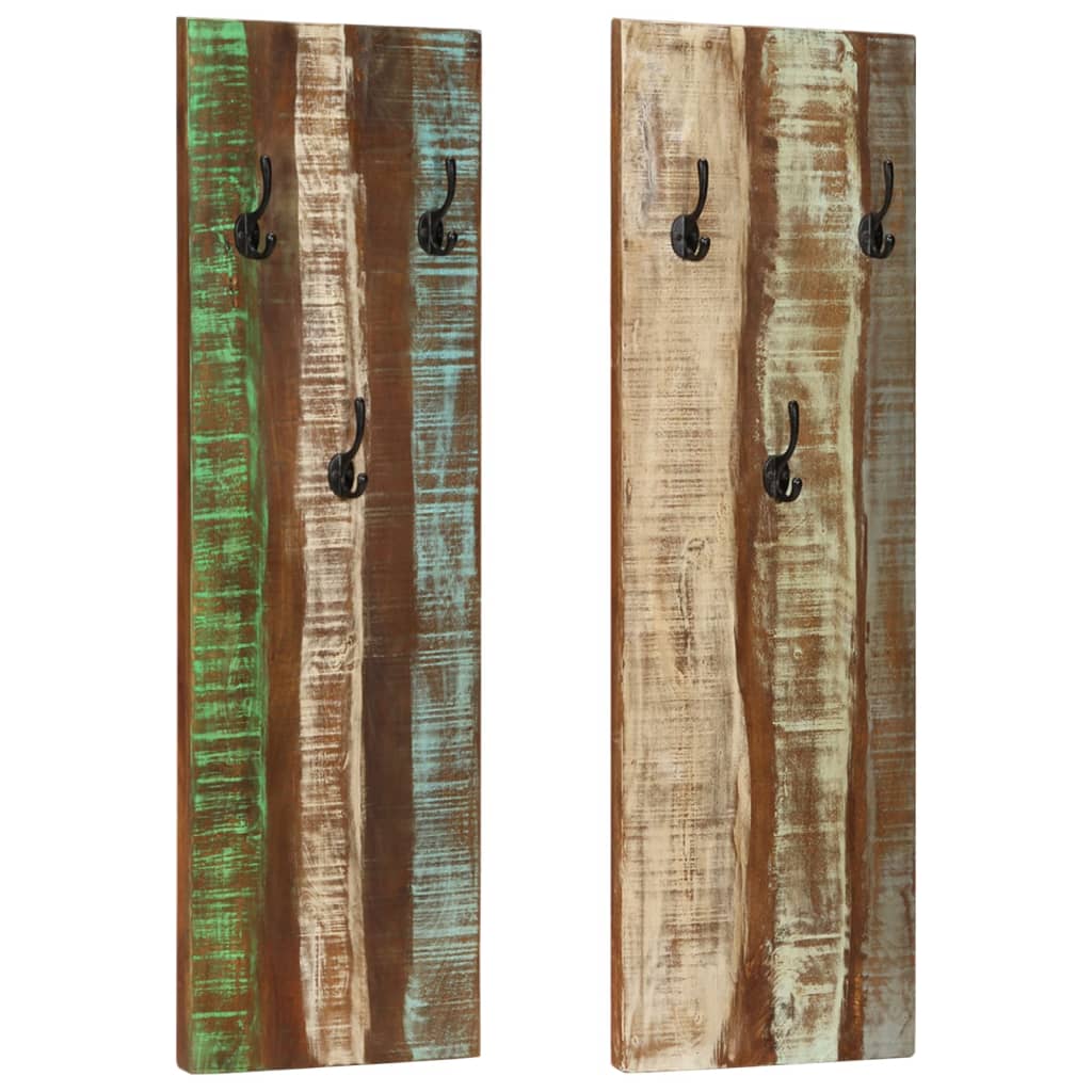 vidaXL Percheros de Pared Estante Pasillo Entrada (2 unidades) Material madera maciza de acacia, madera maciza reciclada