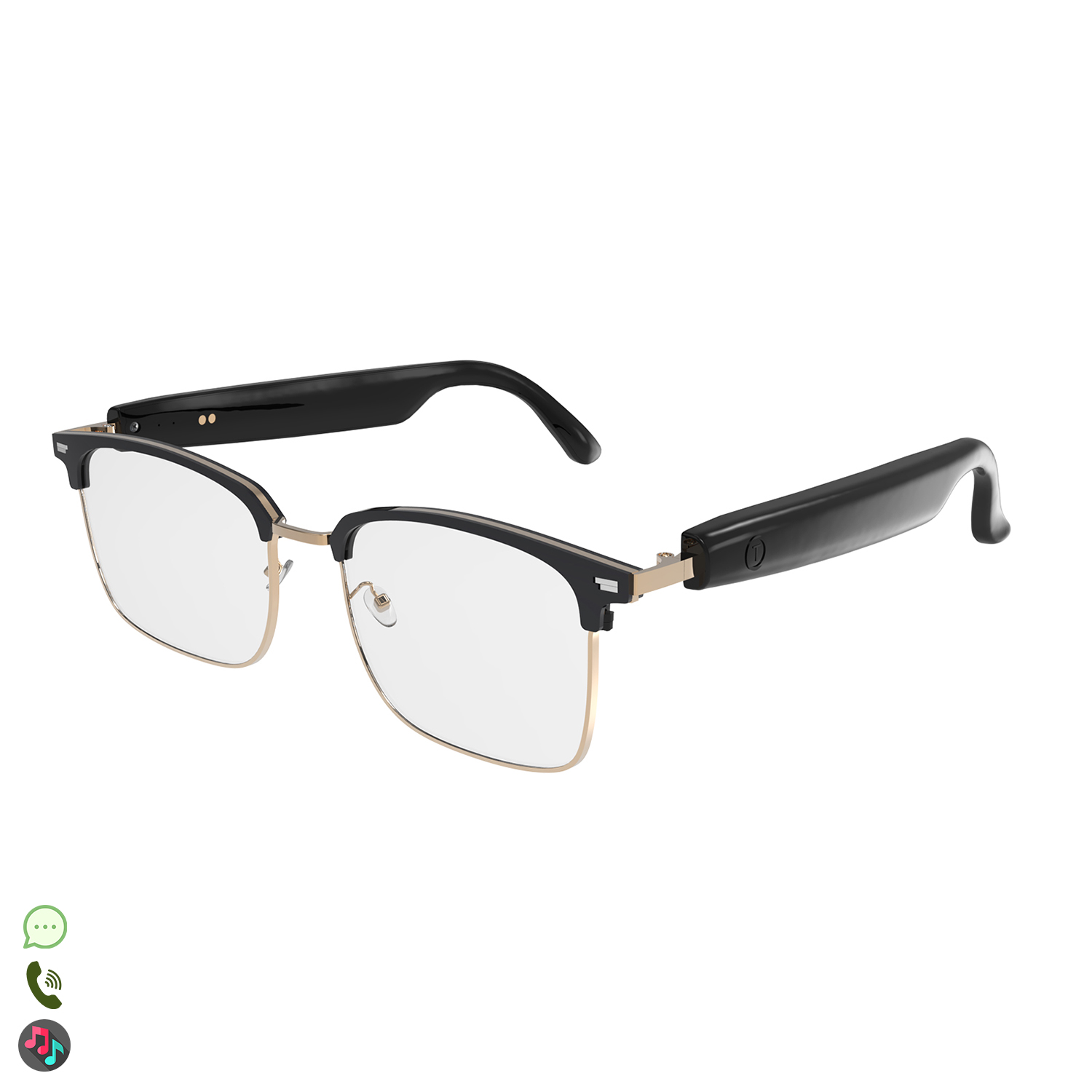 DAM Gafas inteligentes GS13 lentes fotocromáticas, llamada bluetooth, asistente de voz, control remoto de la cámara. 15x14,5x4,9 Cm.