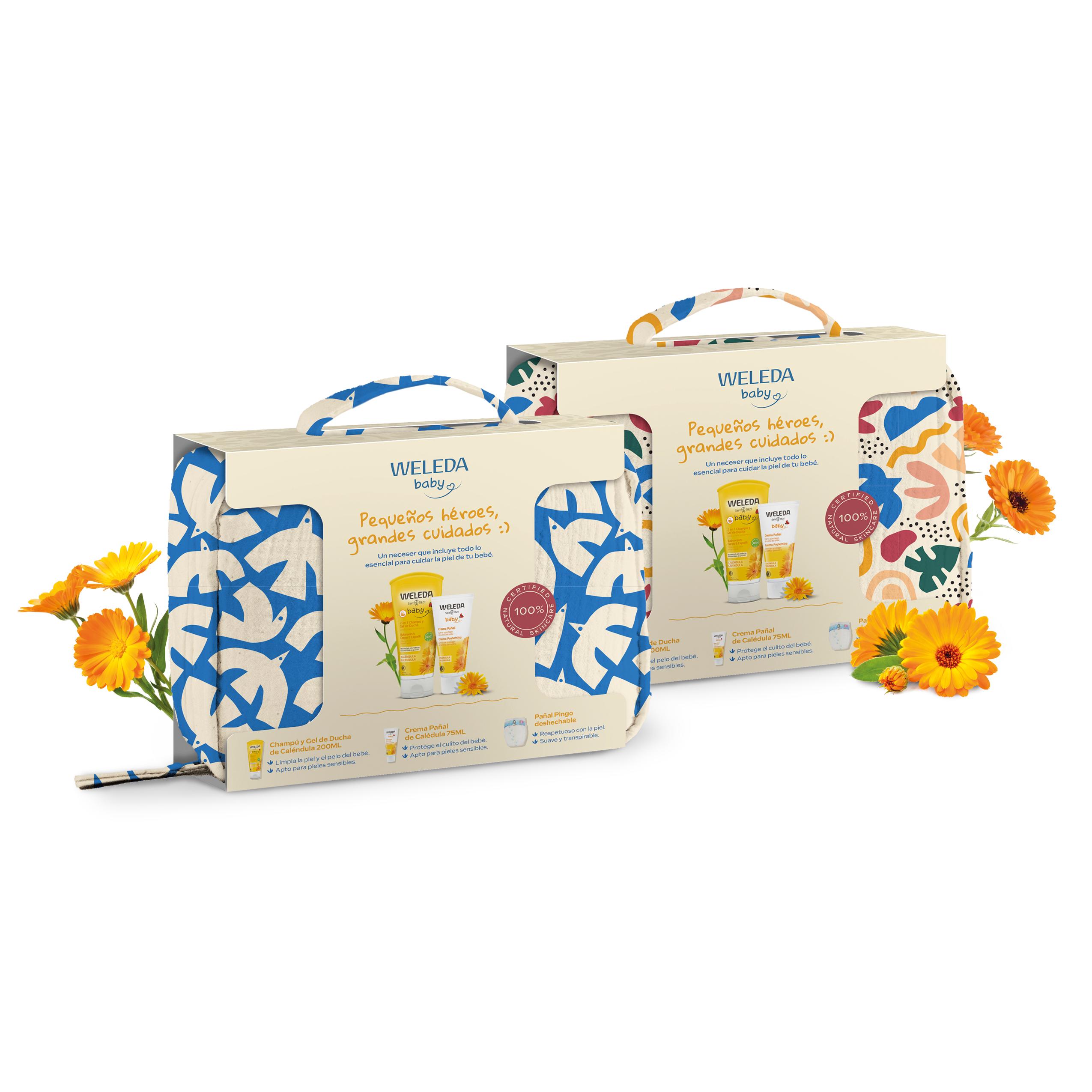 Weleda Neceser Baby - Pequeños Héroes & Grandes Cuidados Champú y Gel de ducha 200ml + Crema Pañal 75ml Caléndula BIO