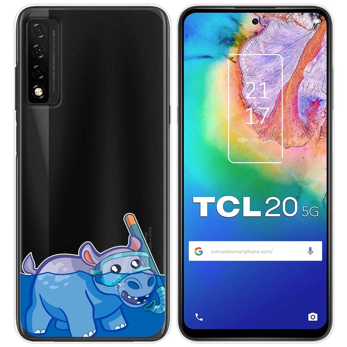 Tumundosmartphone Funda Gel Transparente para TCL 20 5G diseño Hipo Dibujos