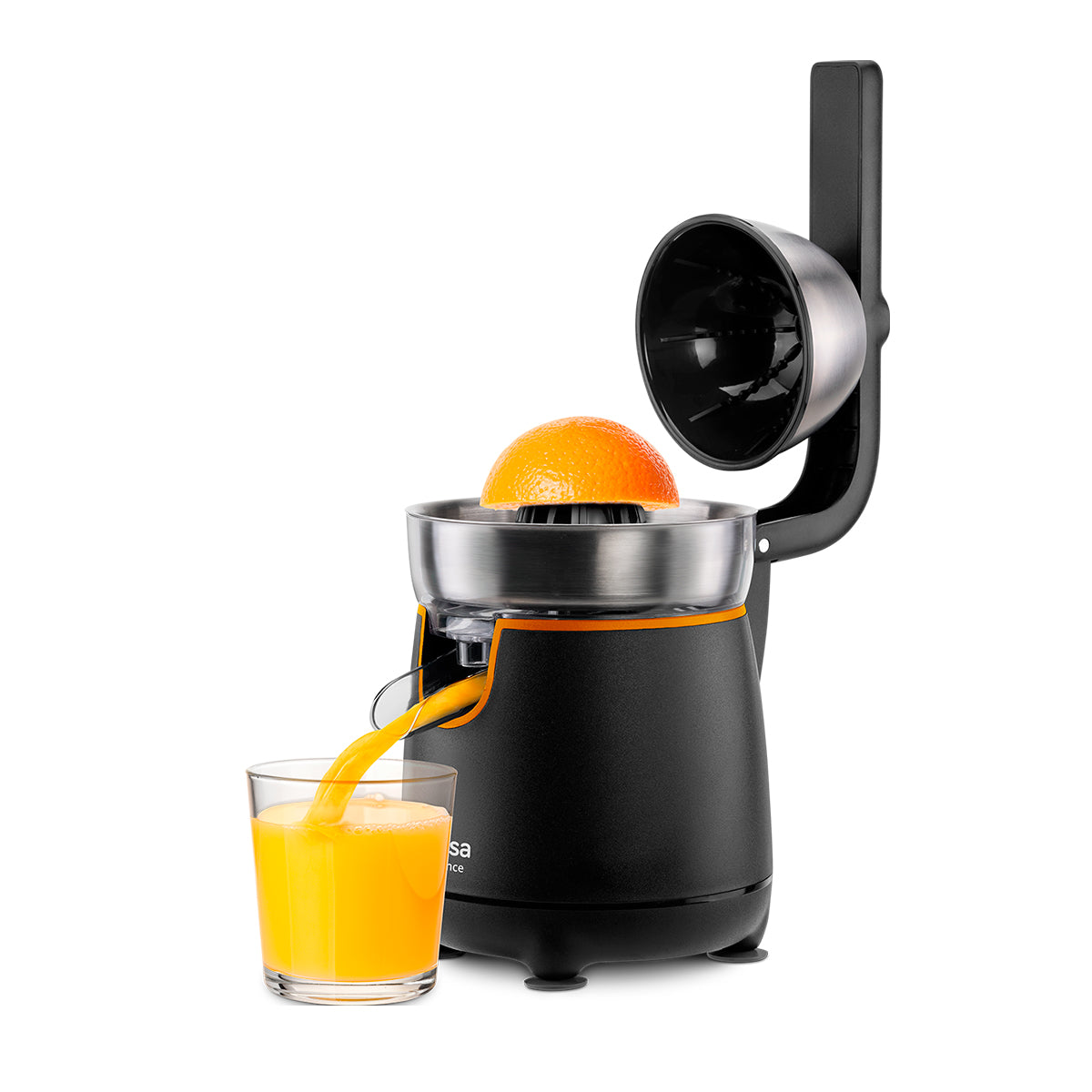 Ufesa - Exprimidor eléctrico Essence 120 W con dos conos para frutas grandes y pequeñas, sistema antigoteo y desmontable fácilmente