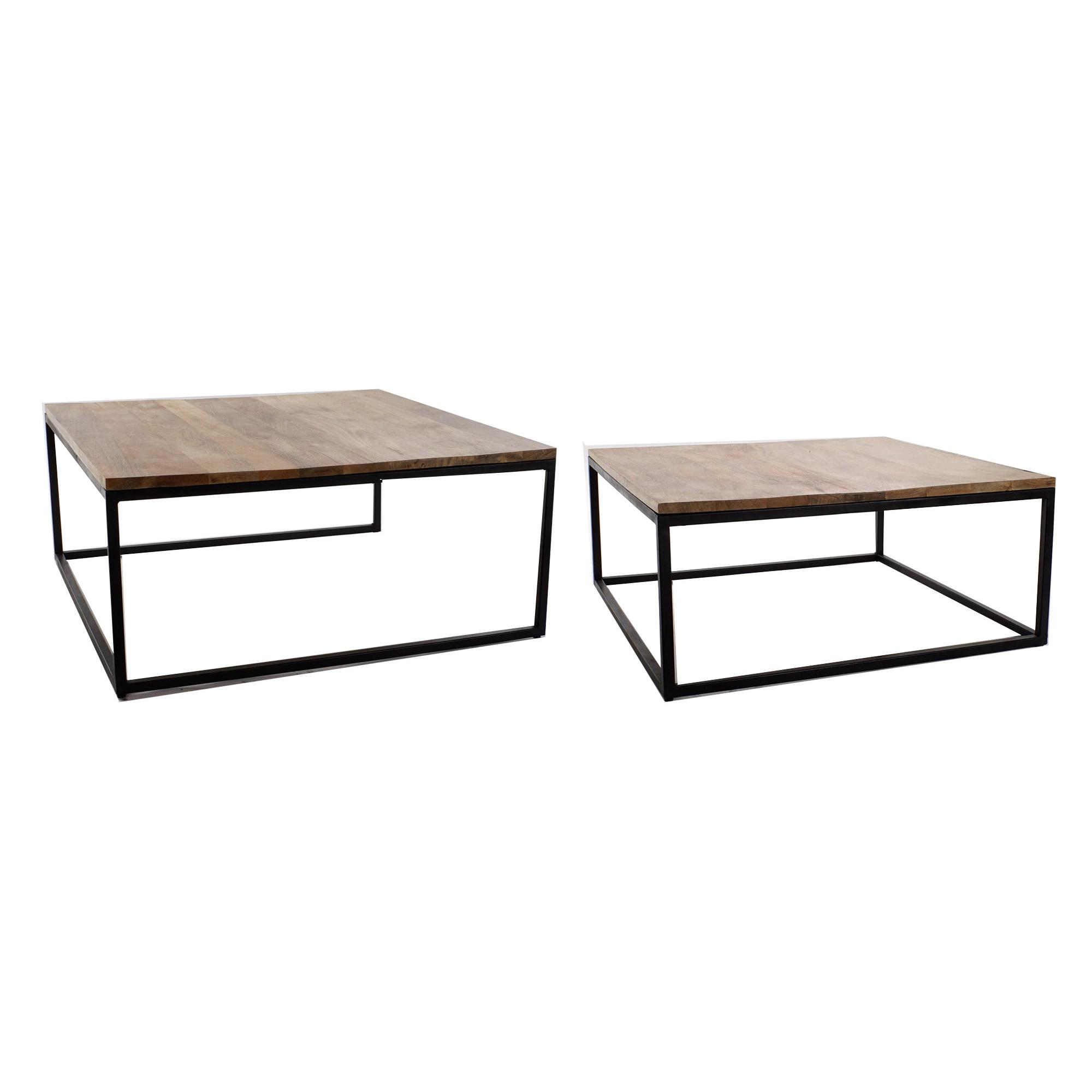 Mesa Centro Set 2 Metal Mango 90X90X40 Natural - Fijalo - El mejor complemento para tu hogar.