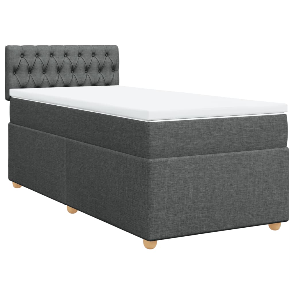 vidaXL Cama box spring con colchón tela gris oscuro 80x200 cm