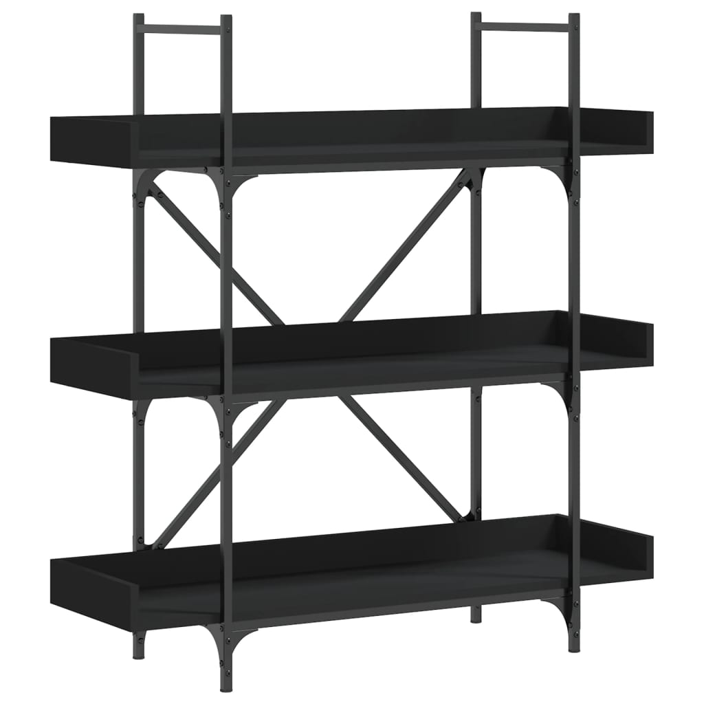Vidaxl Librería de 3 Estantes Madera Ingeniería Negro 100x33x108,5 Cm Mueble Almacenaje Estantería para Oficina
