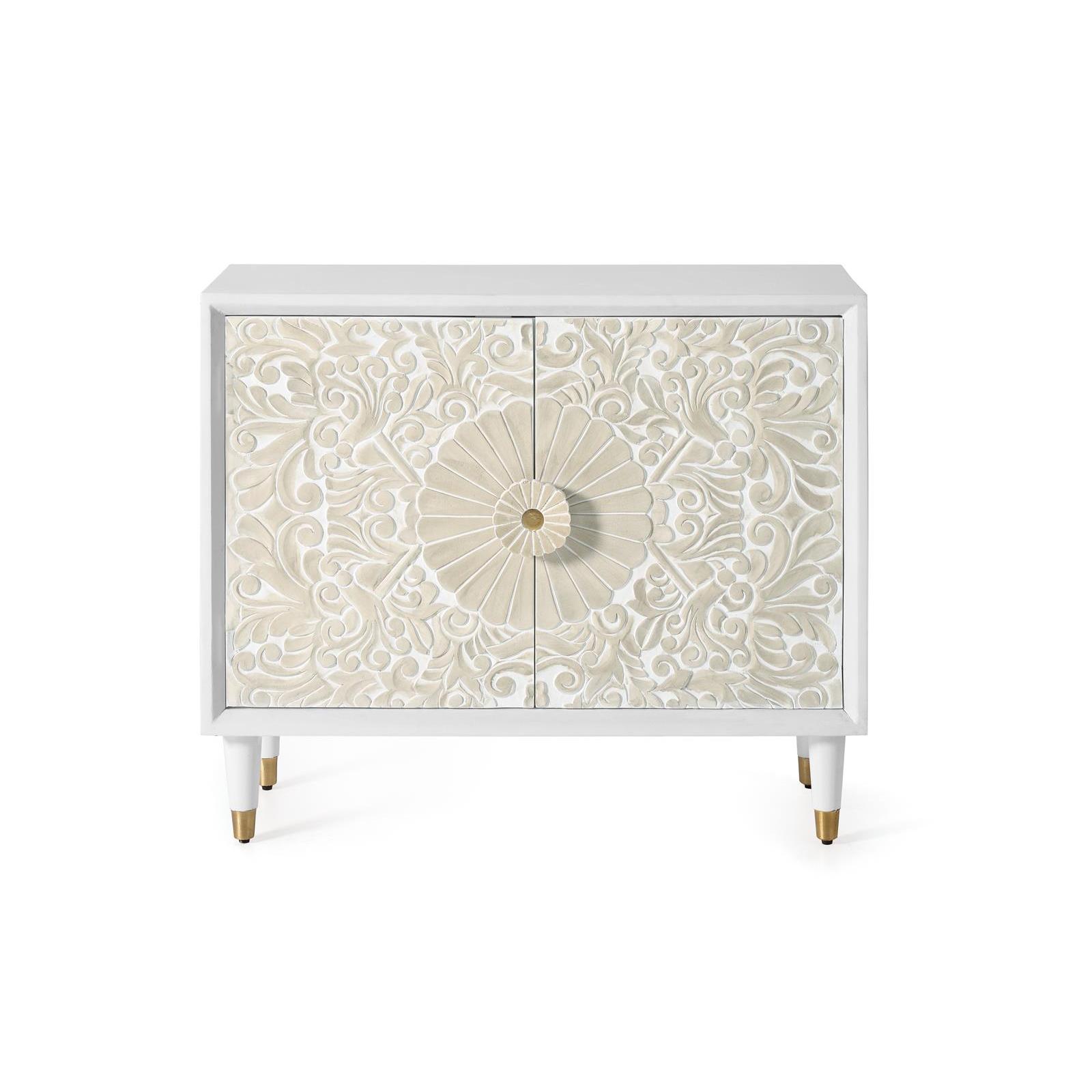 Aparador madera de mango blanco y detalles en dorado