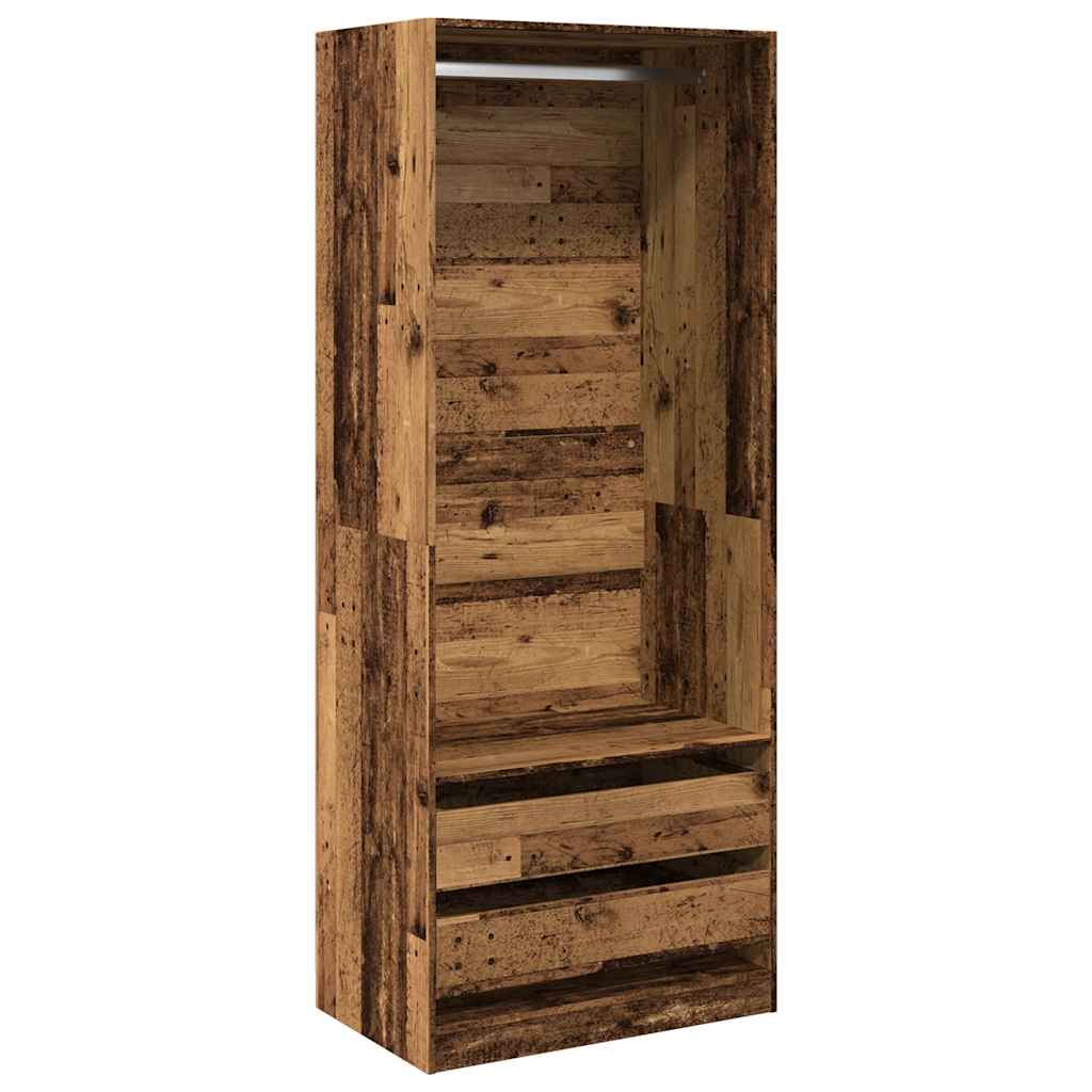 vidaXL Armario de madera de ingeniería madera envejecida 80x50x200 cm