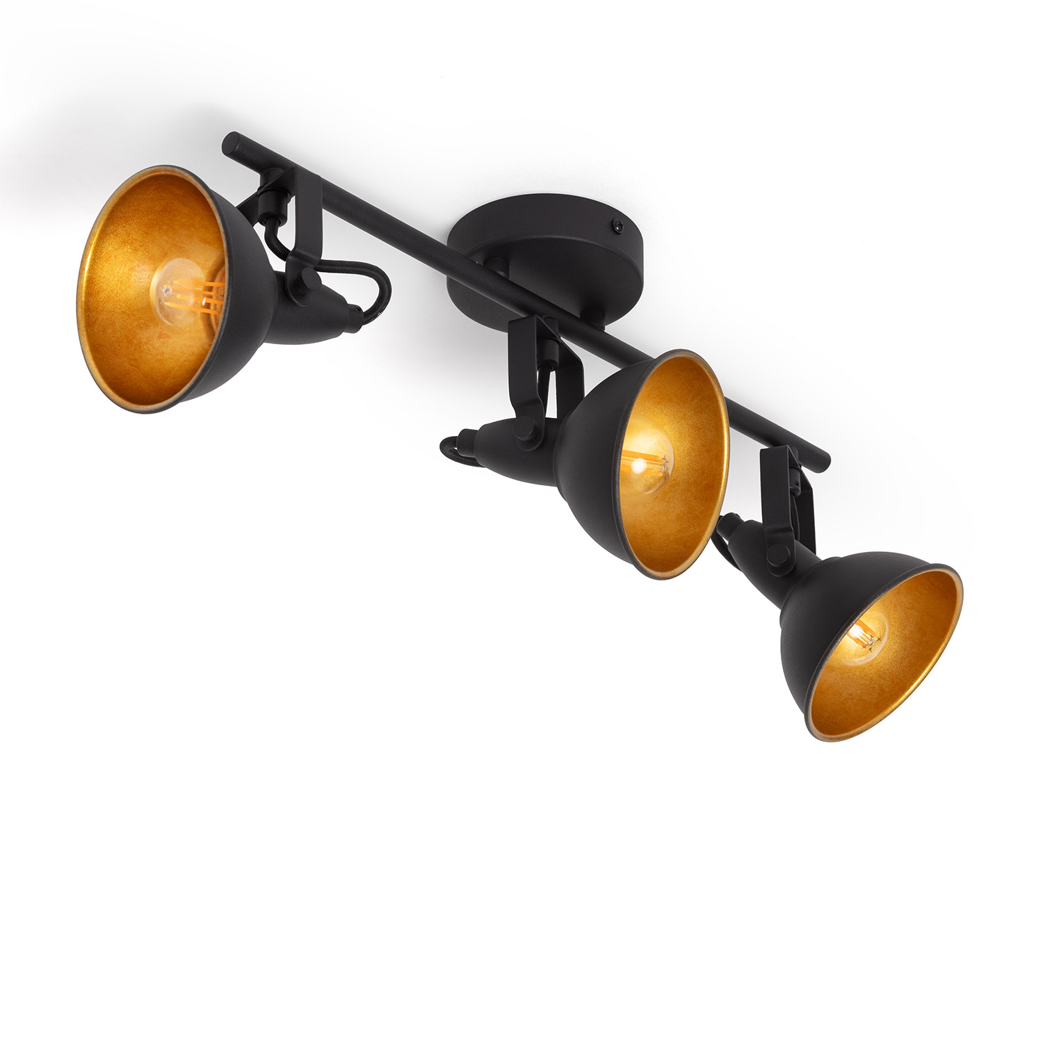 LEDKIA LIGHTING - Lámpara de Techo Orientable | 3 Focos E14 No Incluidas | Diseño Elegante para Interiores | Rotación 360° | Aluminio Duradero, Negro