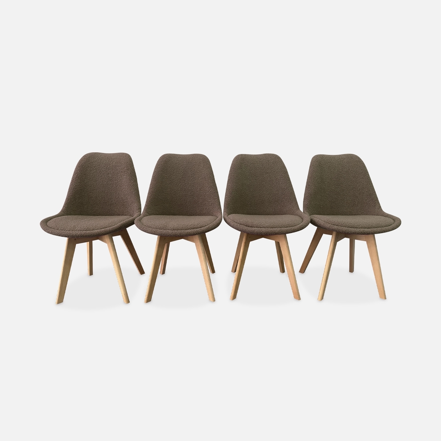 sweeek - Silla escandinava de madera de haya  y borreguito, set de 4 , Nils borreguito , 47x55x81