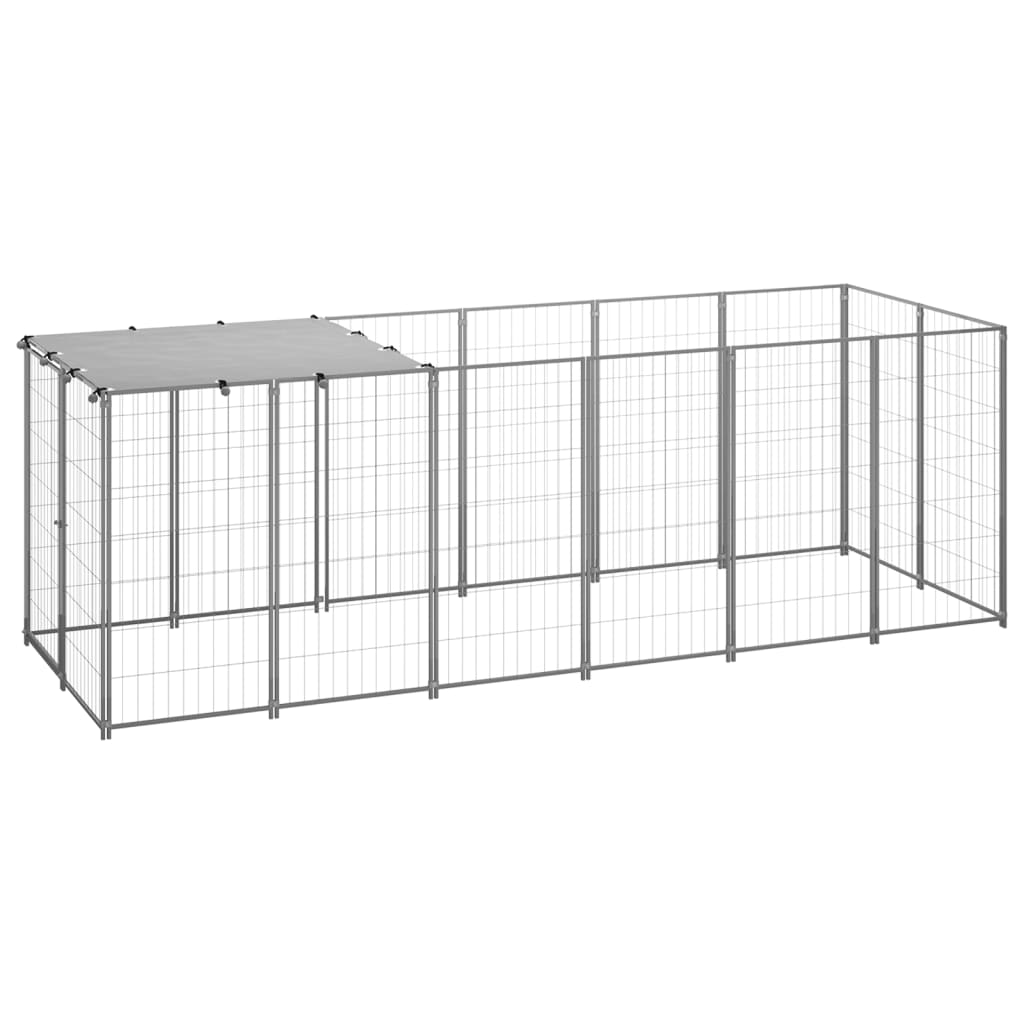 vidaXL Perrera de Acero 330x110x110 cm Casa Jaula Perro Cachorro Mascota Color Plateado,  Negro, y mas