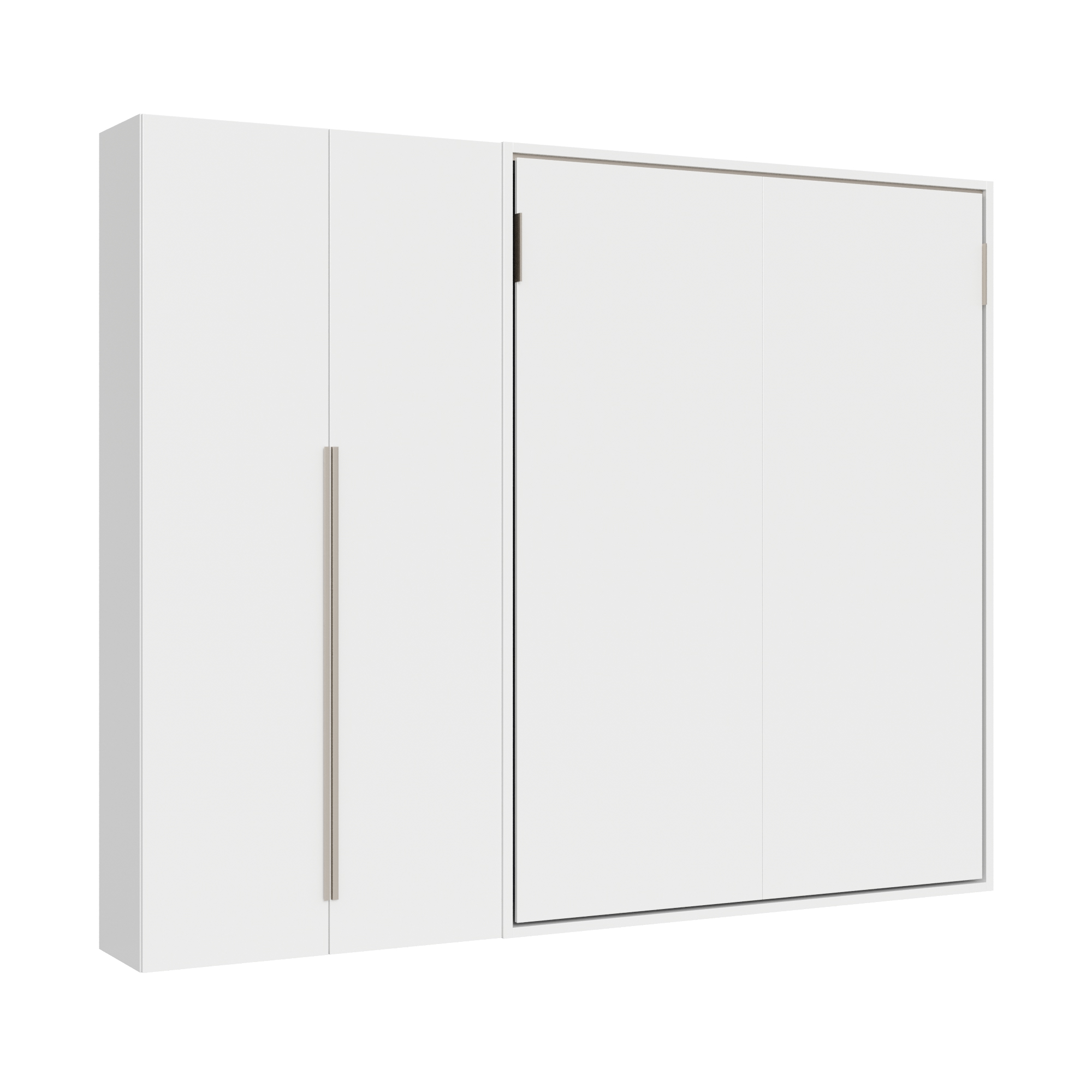 Cama francesa vertical con sofá escamoteable Versia Sofà 140 con armario de 2 puertas izquierda Blanco - Itamoby