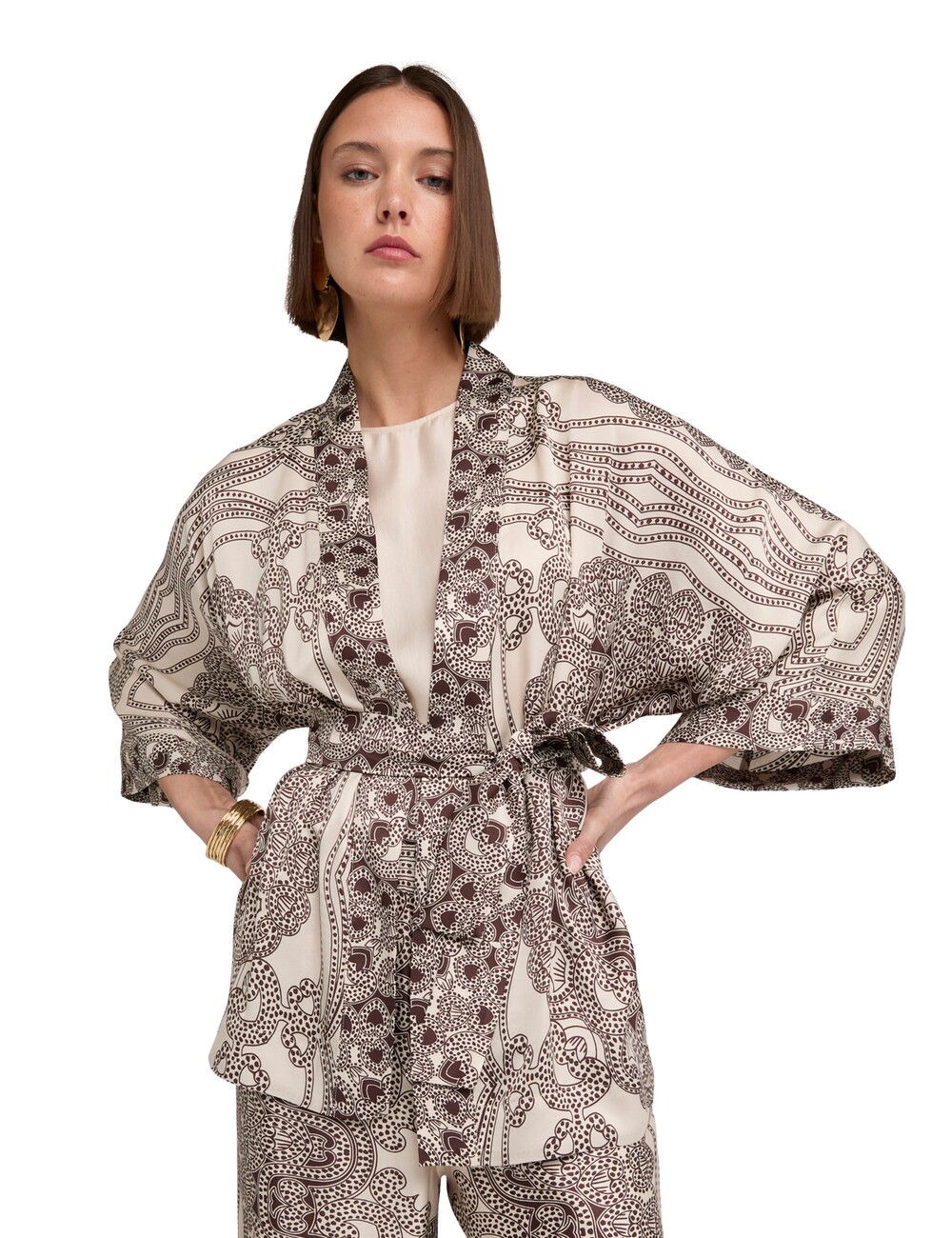 Motivi - Kimono de satén con estampado