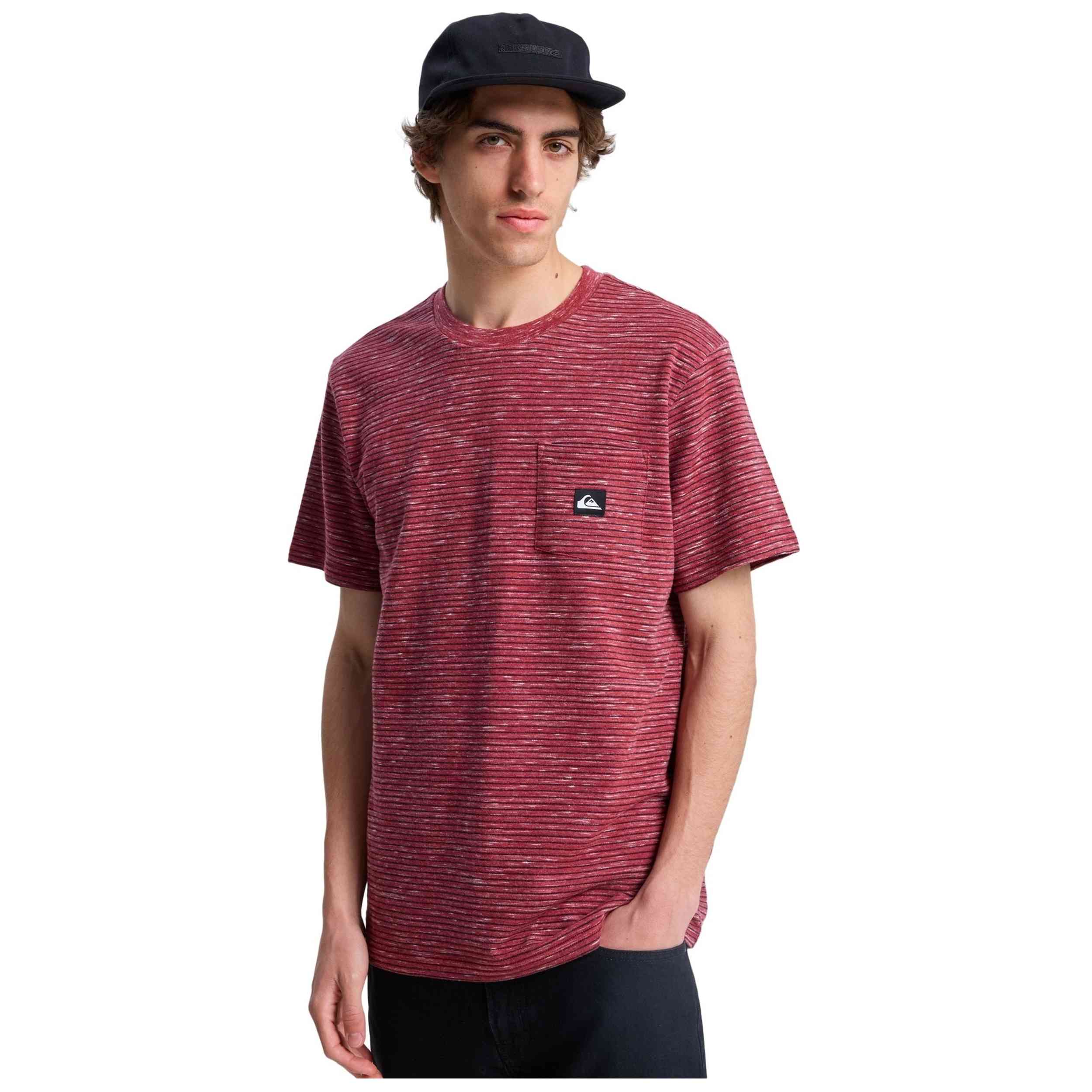 Camiseta De Manga Corta Quiksilver modelo LOPAZ STRIPED SS POCKET para Hombre en color Rojo