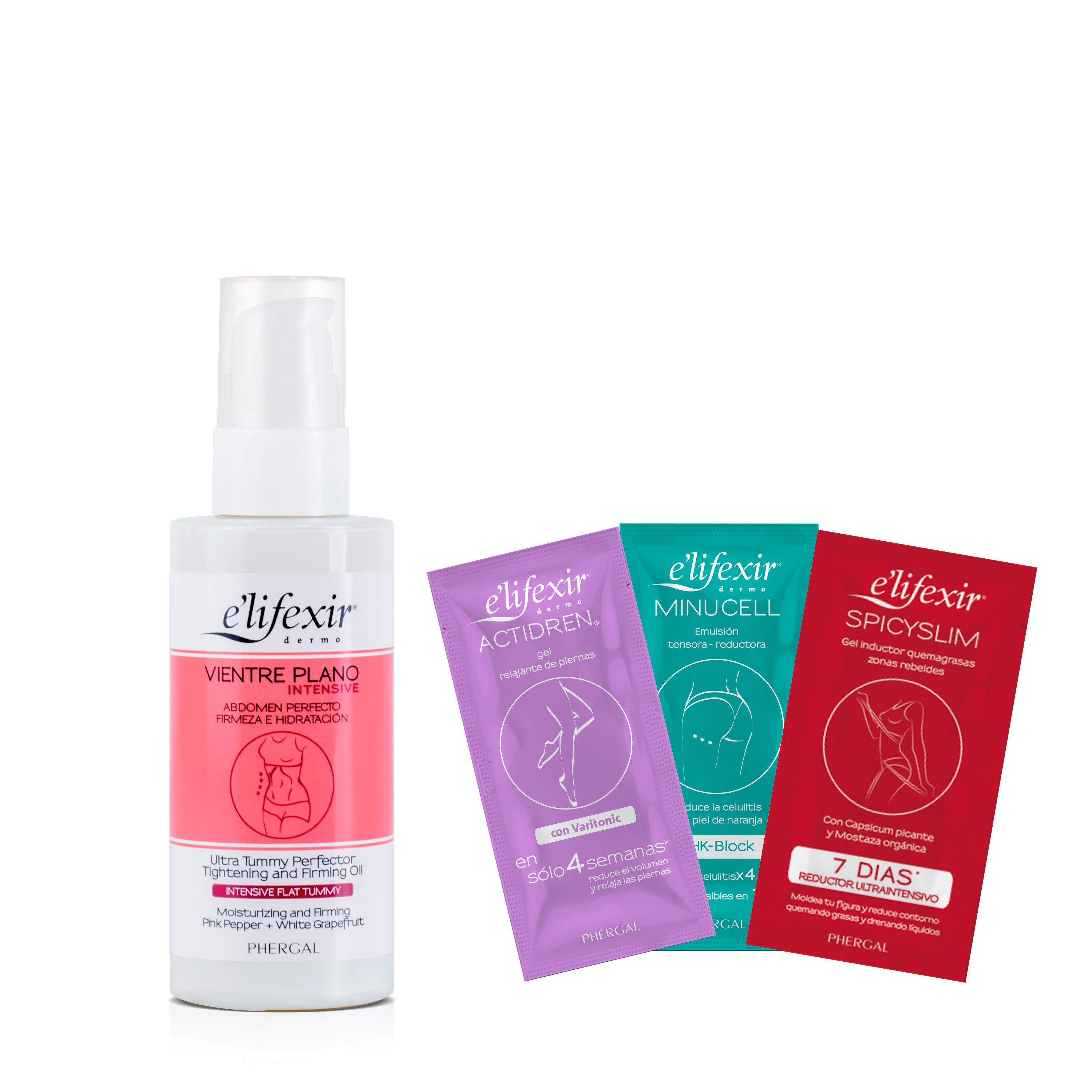 Elifexir | Aceite Vientre Plano Intensive + Muestras Regalo | Remodela, Drena y Reafirma el Abdomen | 100ml + 6ml